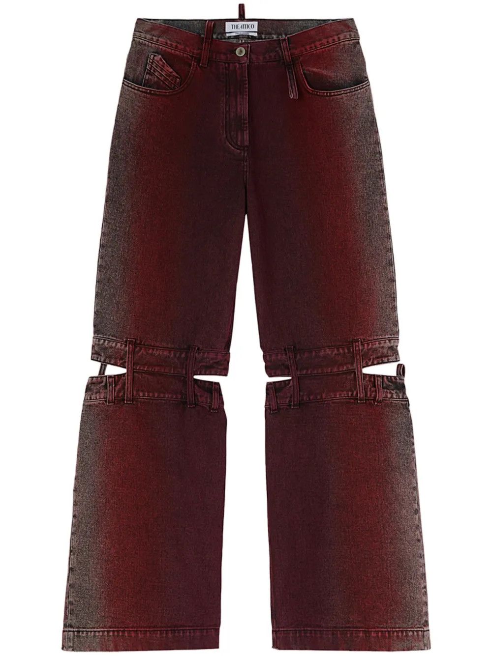 The Attico o1mle0526 Cutout Mid Rise Jeans in Red Size 24" / US 00 / IT 34 - 1 Thumbnail