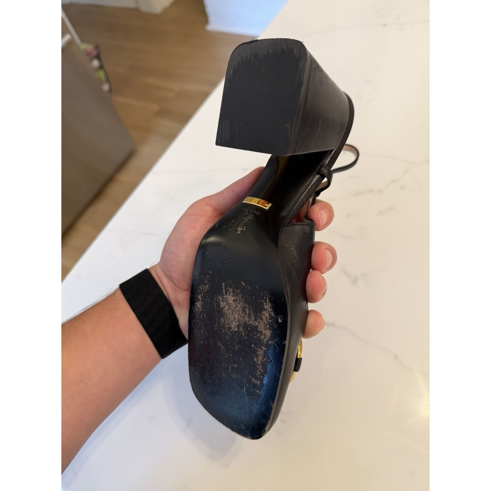 Gucci GUCCI Baby Horsebit Slingback Leather Pump Black EU 35 1/2 Size US 5.5 / IT 35.5 - 6 Thumbnail