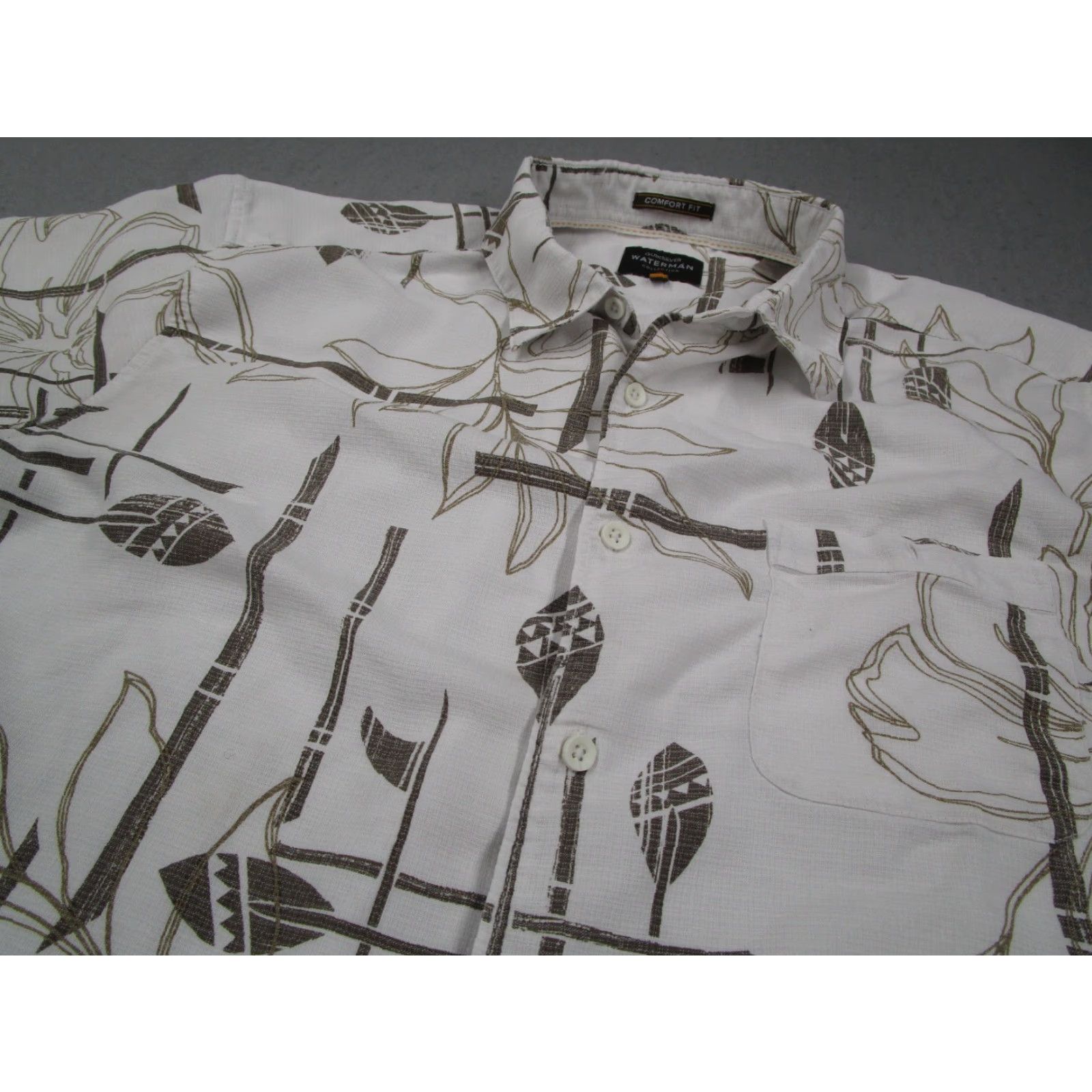 Quiksilver Quiksilver Waterman Shirt Mens Large White Comfort Fit Button Up Hawaiian Surf Shirt Size US L / EU 52-54 / 3 - 2 Thumbnail