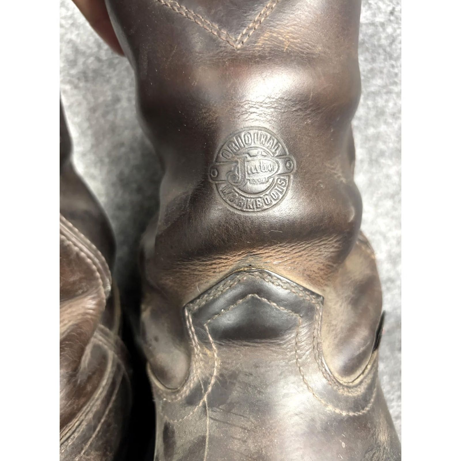 Vintage Justin WK4980 Waterproof Insulated Pull On Western Work Boots Mens 9.5 D Brown Leather Rubber Outsole Size US 10 / EU 43 - 4 Thumbnail