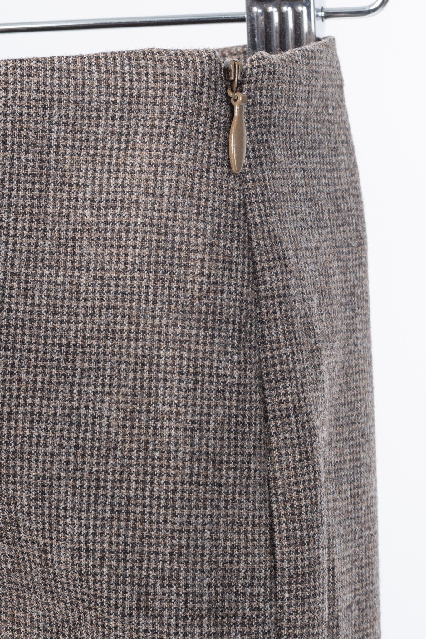 Brunello Cucinelli Brunello Cucinelli Brown Micro-Plaid Stretch-Wool Trousers Size 27" / US 4 / IT 40 - 7 Thumbnail