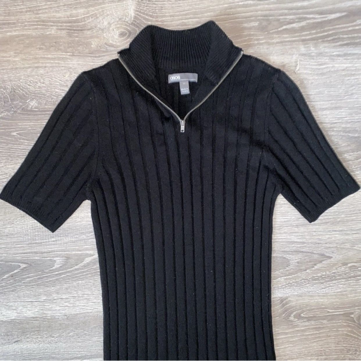 Asos ASOS Knitted Ribbed Half Zip T Shirt Size US XS / EU 42 / 0 - 4 Thumbnail