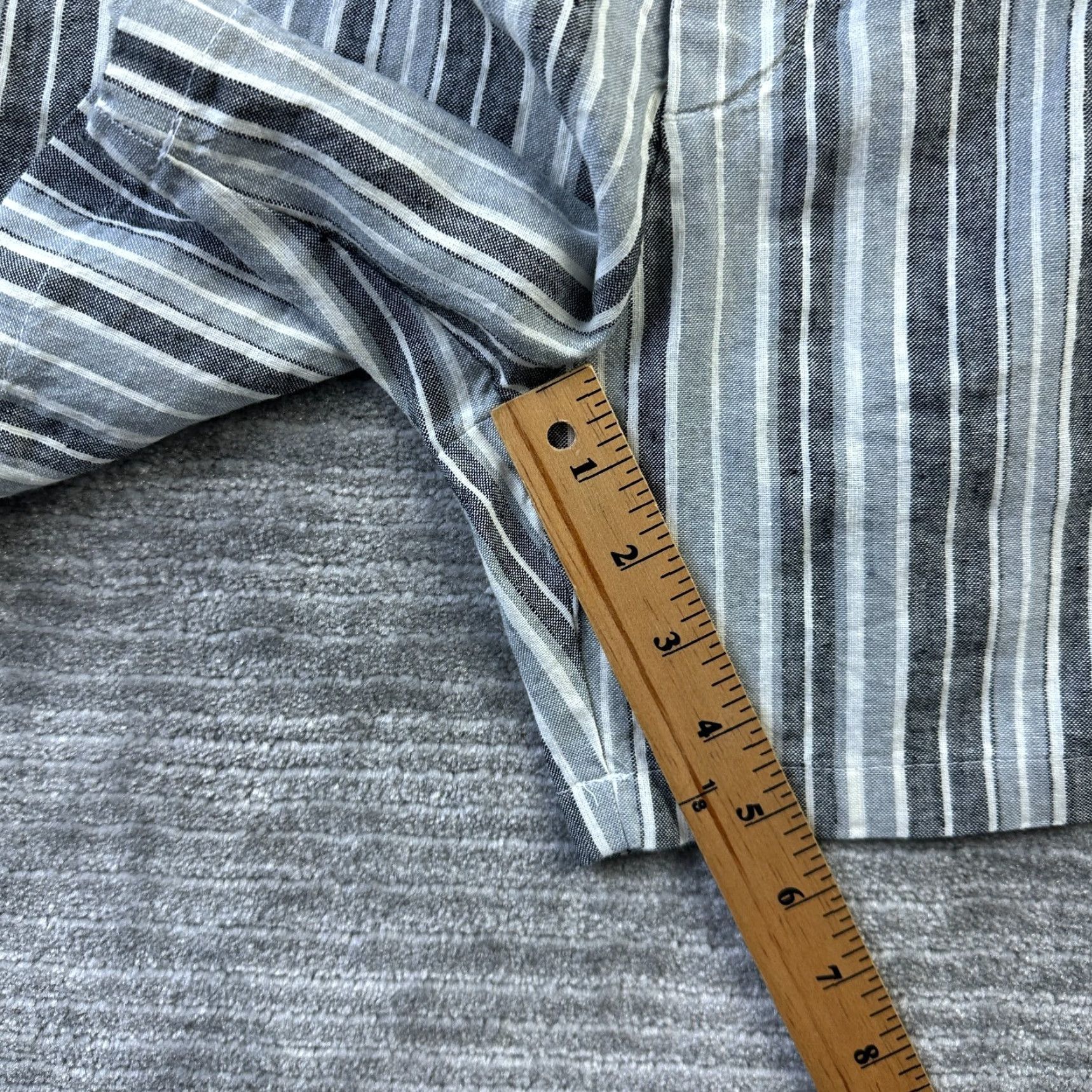 H&M H&M Shorts Mens 32 Gray Linen Blend Striped Preppy 5" Chino Pocket Drawstring Pockets Casual Summer Spring Beach 90s Mens Size US 32 / EU 48 - 7 Thumbnail