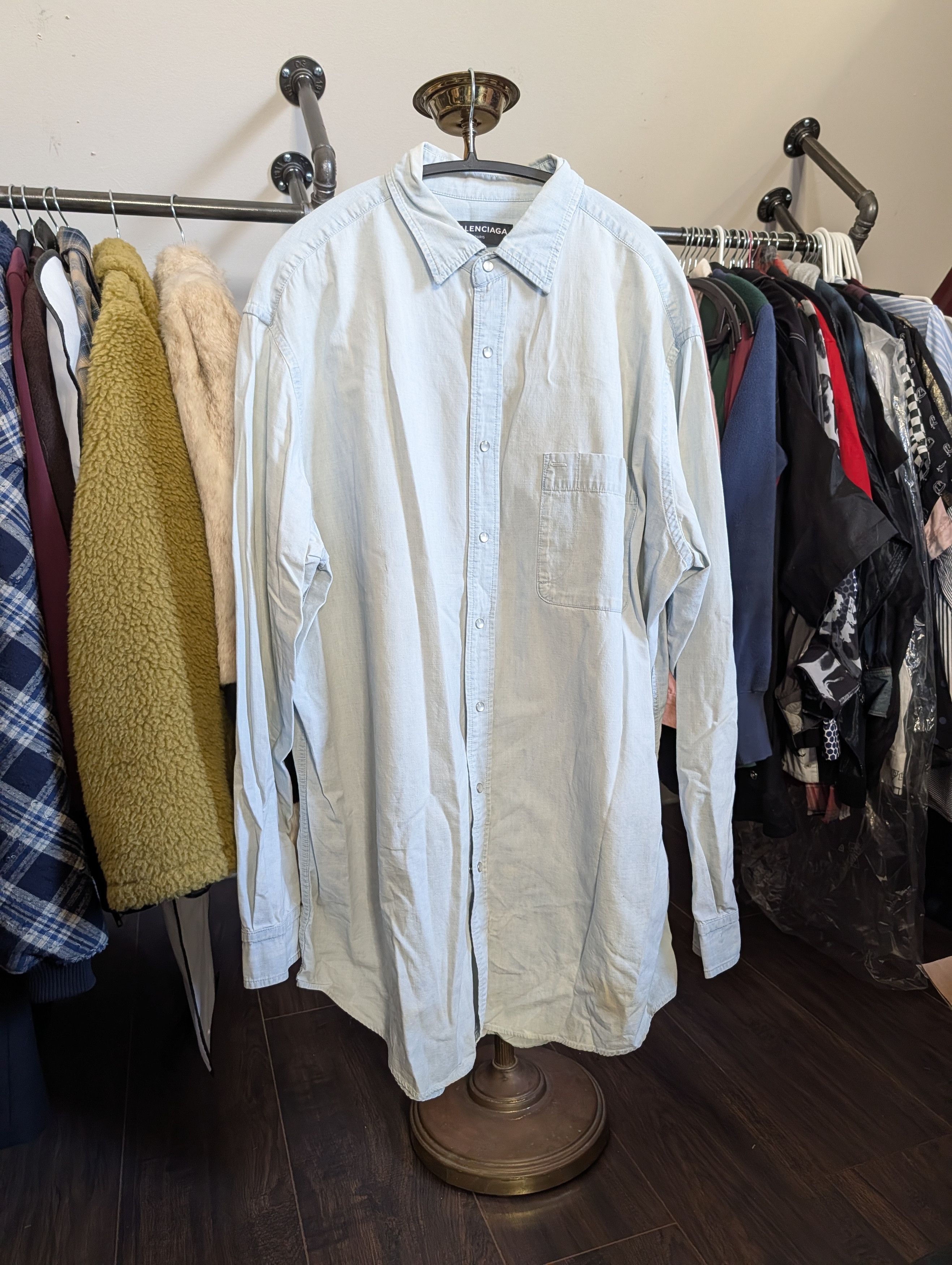 Balenciaga 2018 Power Of Dreams Japanese Chambray Snap Btn Shirt Size US M / EU 48-50 / 2 - 2 Thumbnail