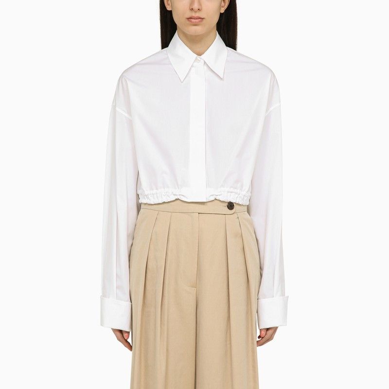 image of Sportmax White Cotton Boxy Shirt, Women's (Size Medium)