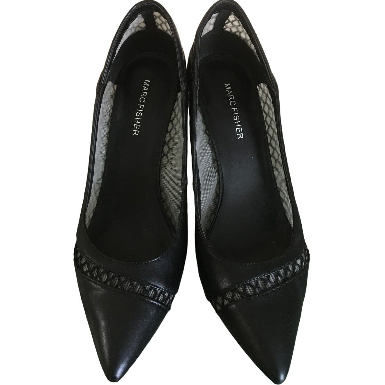 Marc Fisher Marc Fisher Dalta 10M Black Fishnet Inspired Stiletto Heels Size US 10 / IT 40 - 1 Thumbnail