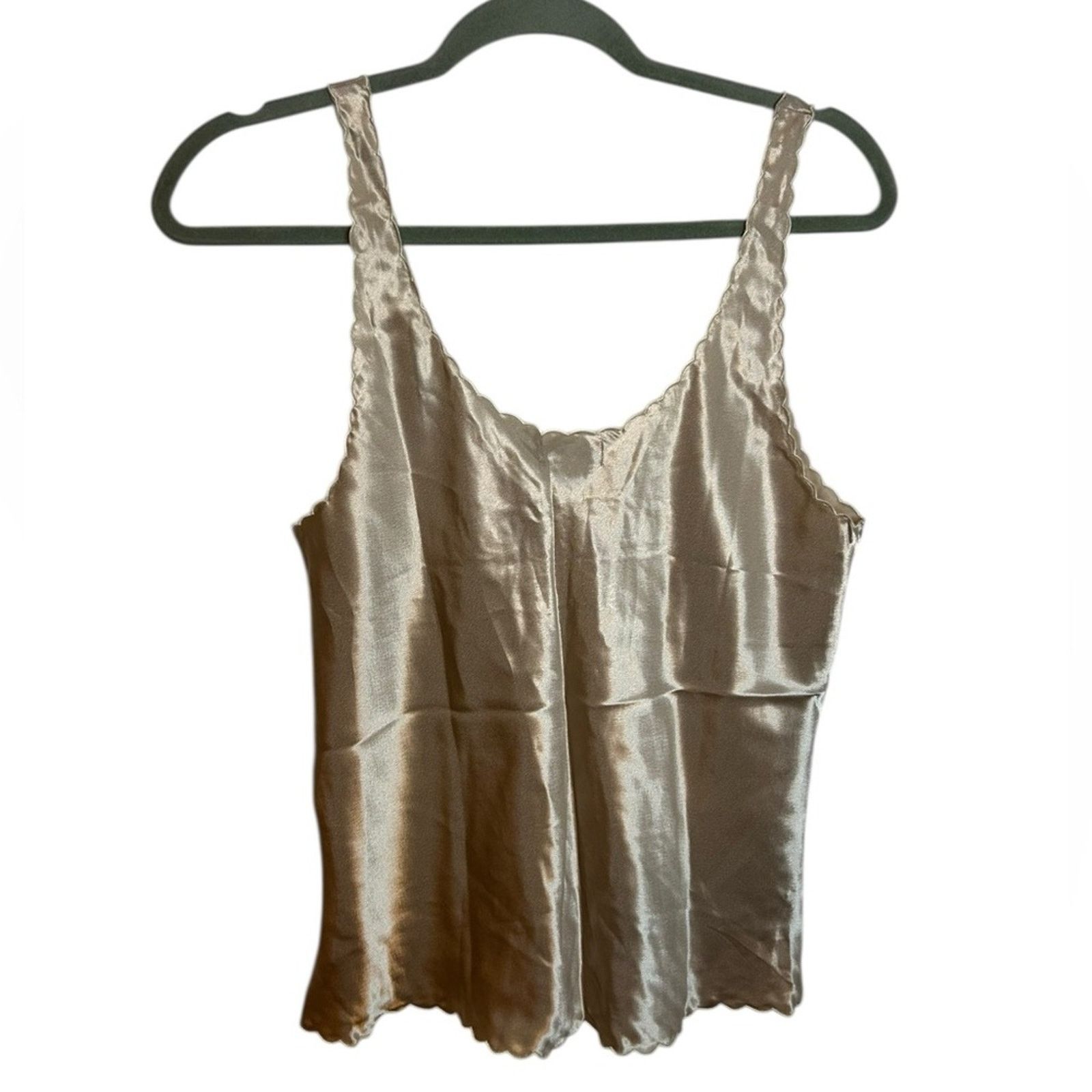 Other Nwt Lindsey Blake Vintage Tan Satin Embroidered Camisole Top Size M / US 6-8 / IT 42-44 - 2 Thumbnail