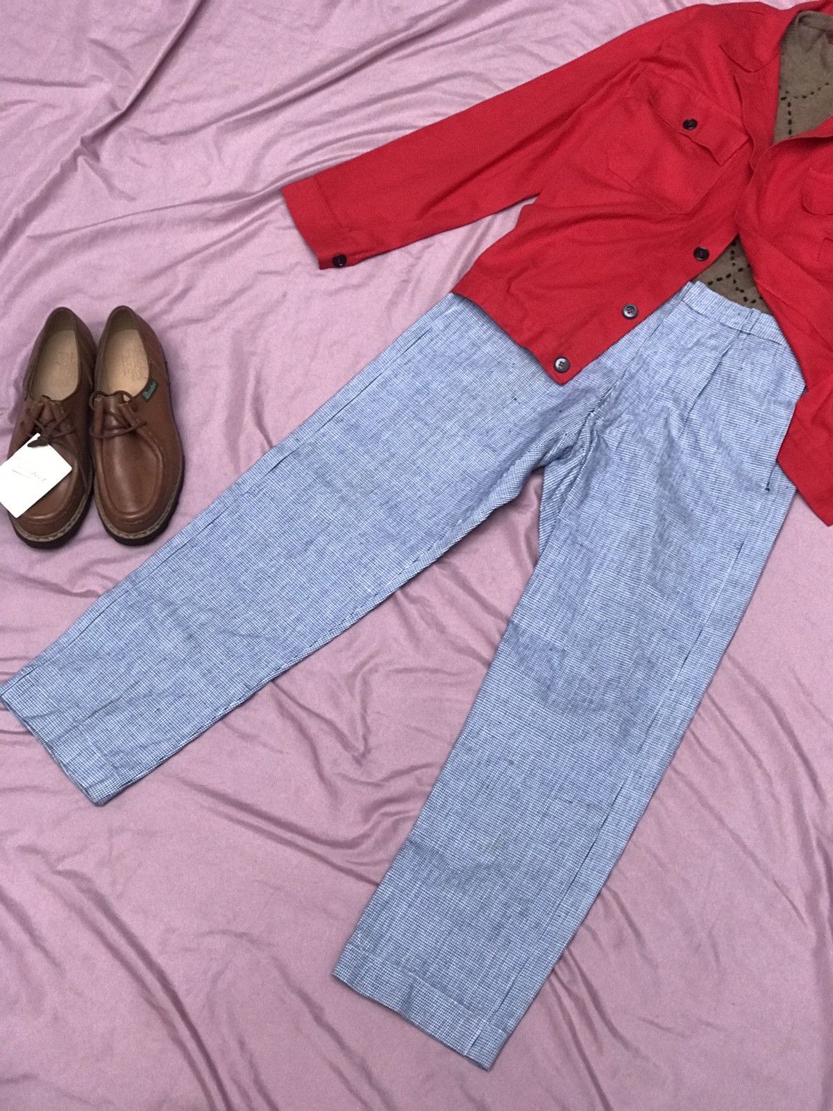 Self Edge SELVEDGE VINTAGE WOVEN HOUNDSTOOTH FABRIC CHORE PANTS Size US 30 / EU 46 - 3 Thumbnail