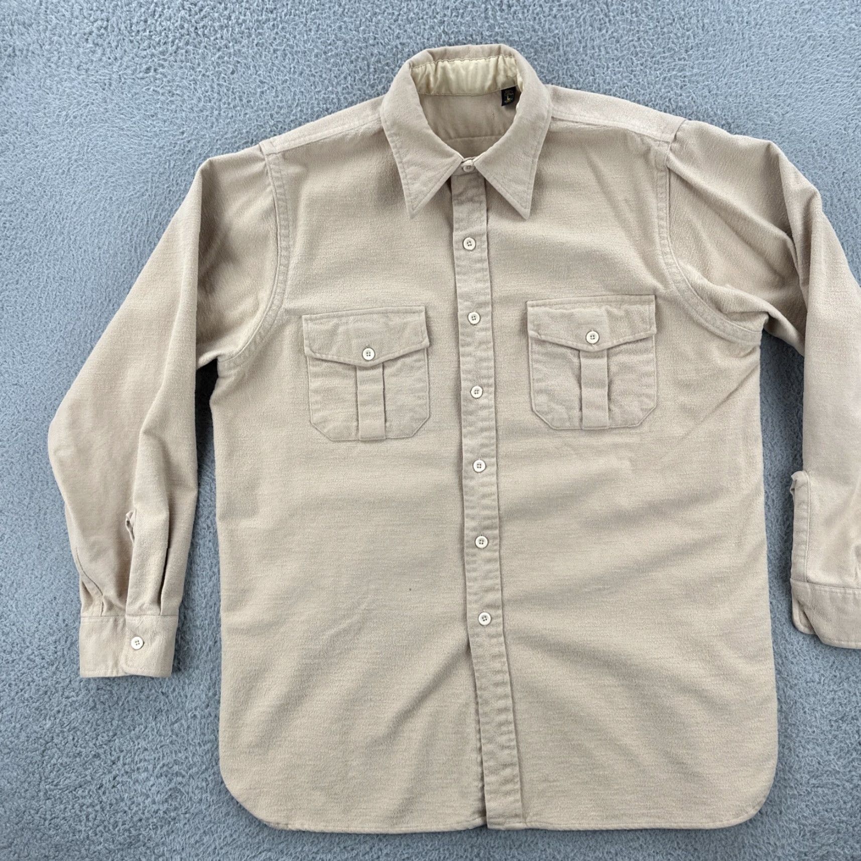Vintage VINTAGE Unbranded Button-Up Shirt Mens L Heavyweight Cotton Khaki Brown USA EUC Size US L / EU 52-54 / 3 - 3 Thumbnail