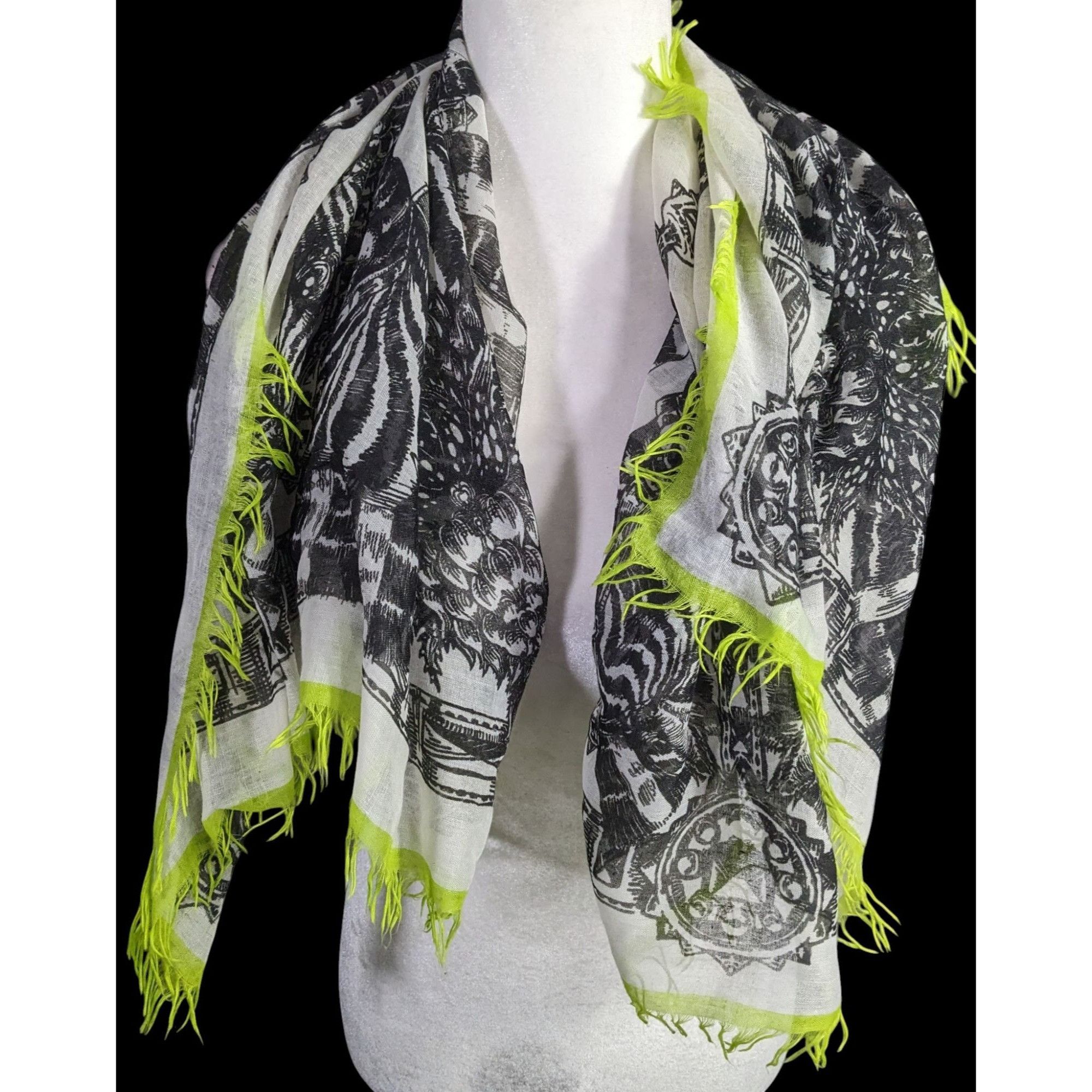 Other Echo Zebra Contrast Fringe Square Scarf Size ONE SIZE - 4 Thumbnail