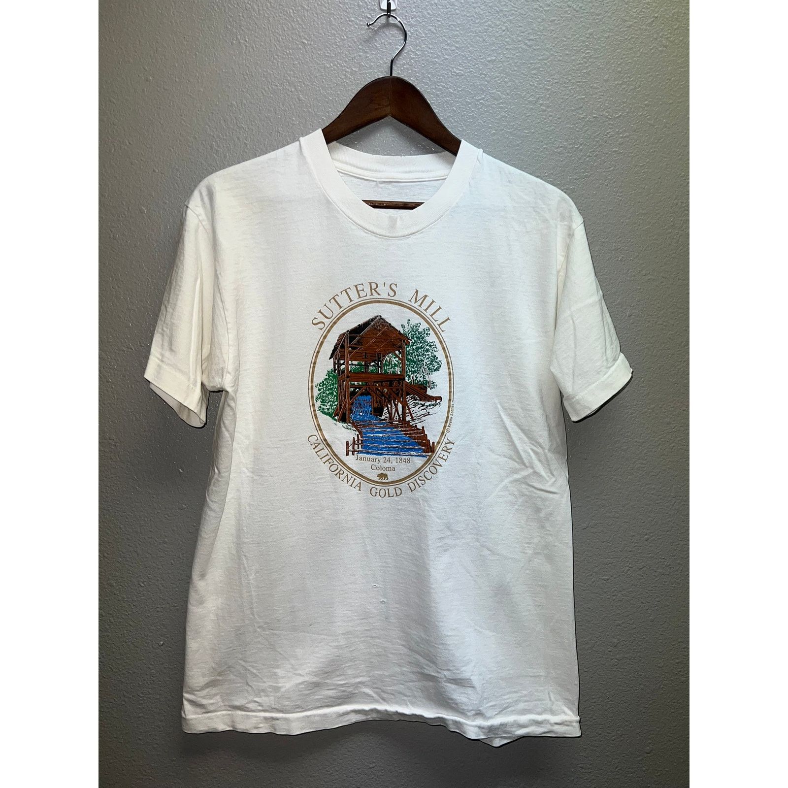 Vintage Vintage Sutters Mill Shirt California Gold White Tee 90s L Size US L / EU 52-54 / 3 - 1 Thumbnail
