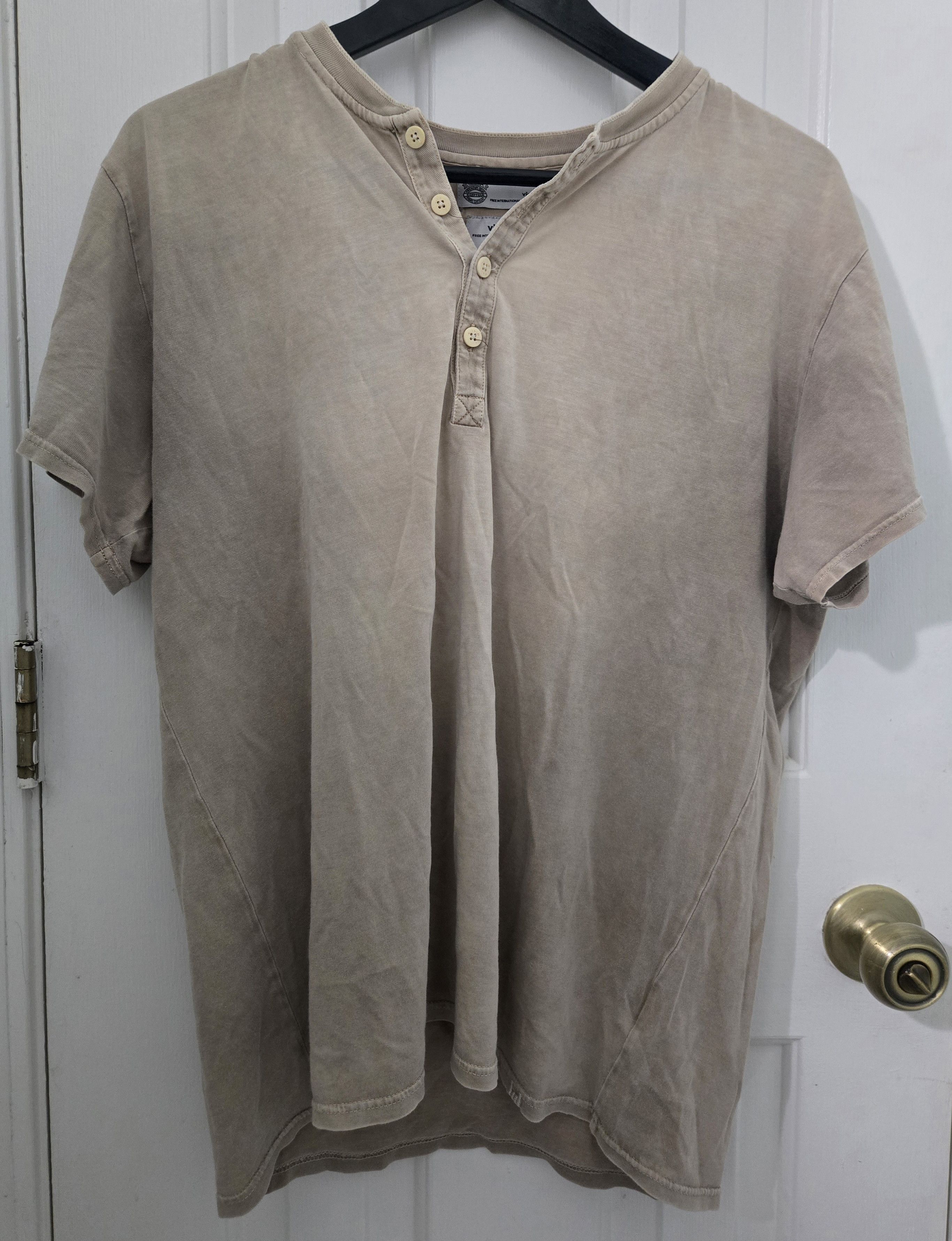 Visvim Visvim Beige Short Sleeve Cotton Henley Tee Shirt T-shirt Size US L / EU 52-54 / 3 - 1 Thumbnail