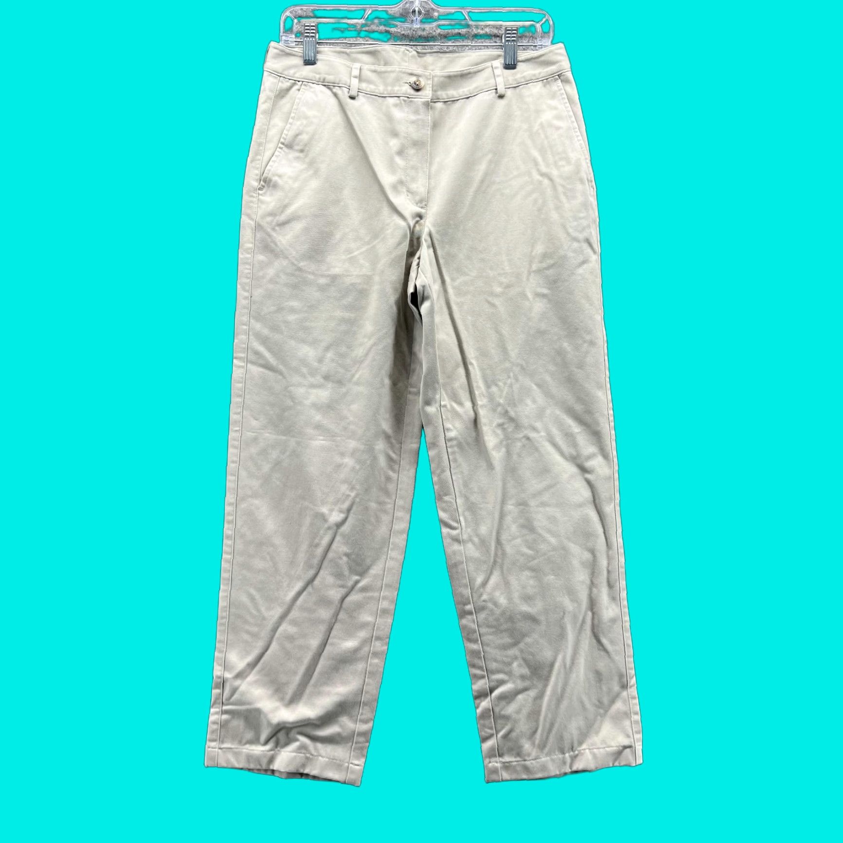 Vintage L.L. Bean Pants Women 6 Khaki Beige Chino Canvas Regular Rise Mid 8.5-10.5 Inseam 27 in Pockets Shirt? (No, Pants) Size 28" / US 6 / IT 42 - 1 Thumbnail