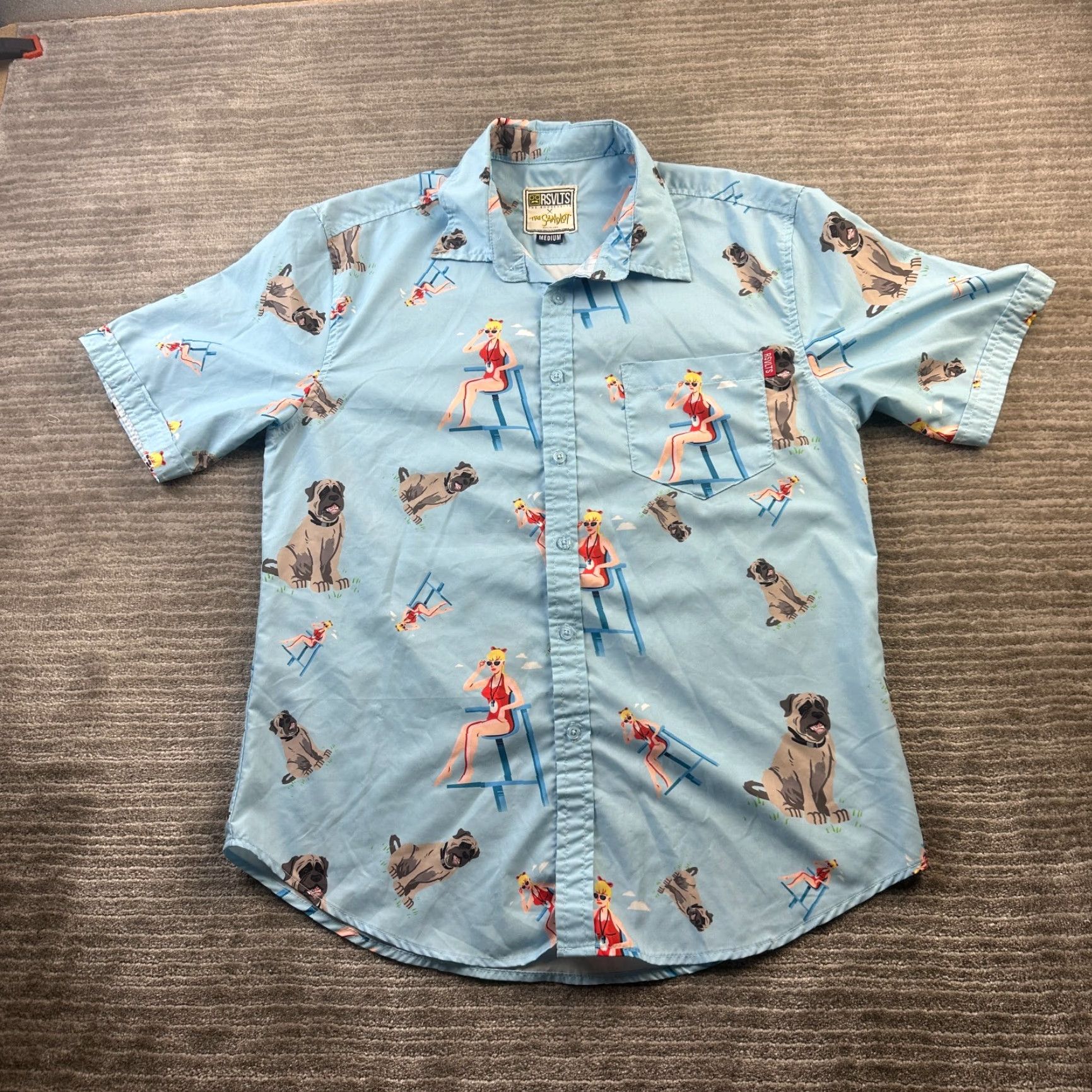 Vintage Rsvlts Shirt Mens Medium Blue Button Up Sandlot Size US M / EU 48-50 / 2 - 2 Thumbnail