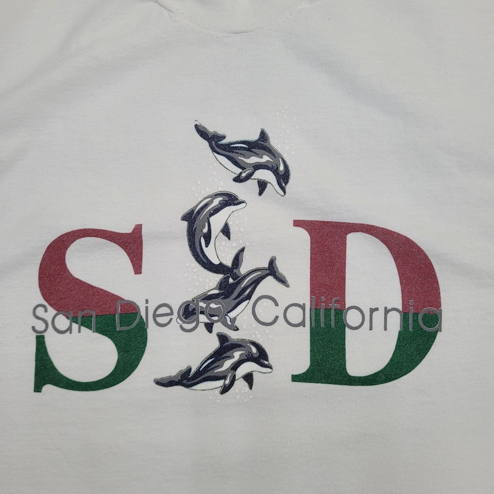 Fruit Of The Loom VTG 90s San-Diego SoCal Dolphin Shirt L/XL 23x29 California Size US XL / EU 56 / 4 - 3 Thumbnail