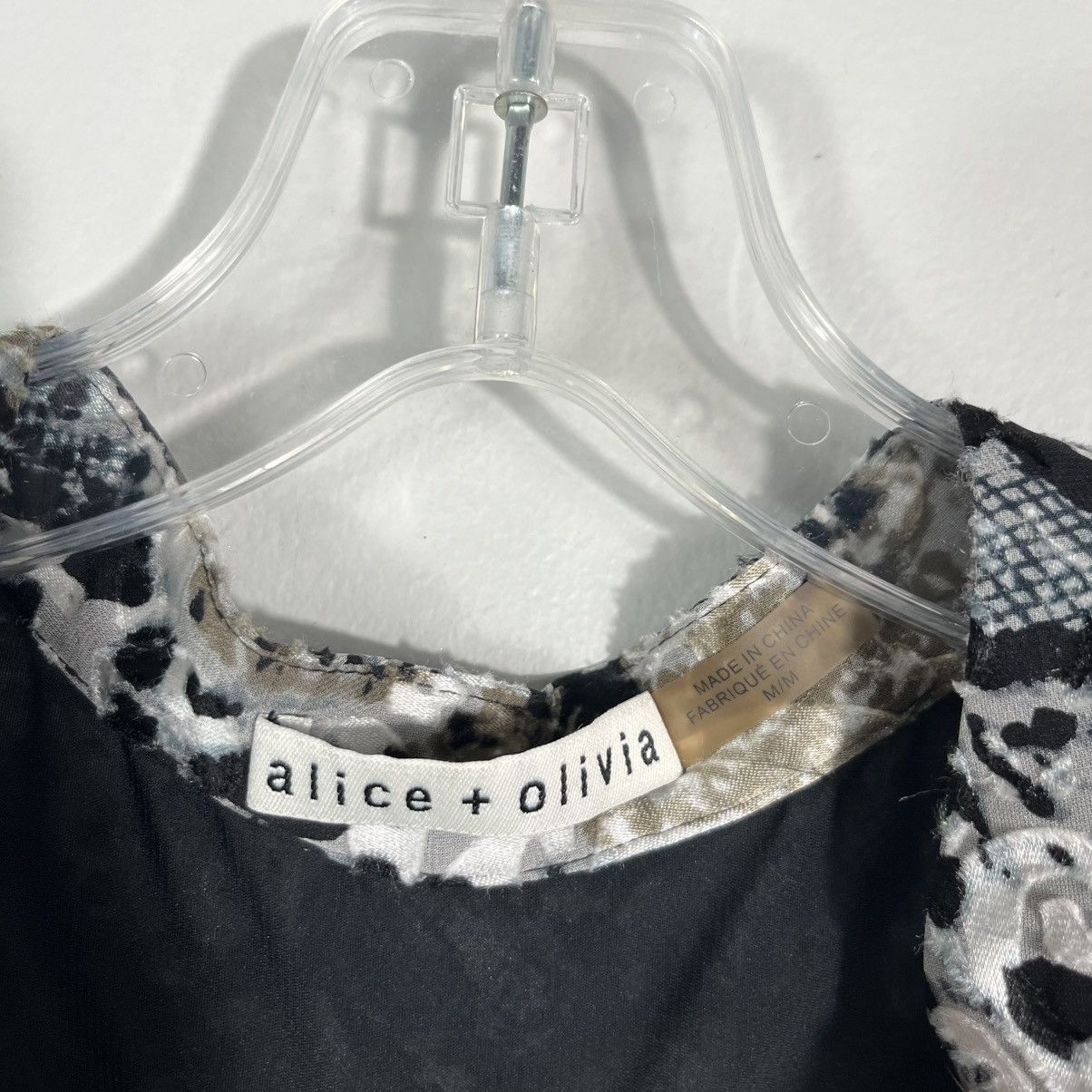 Alice + Olivia Silk Velvet Burnout Animal Print Blouse