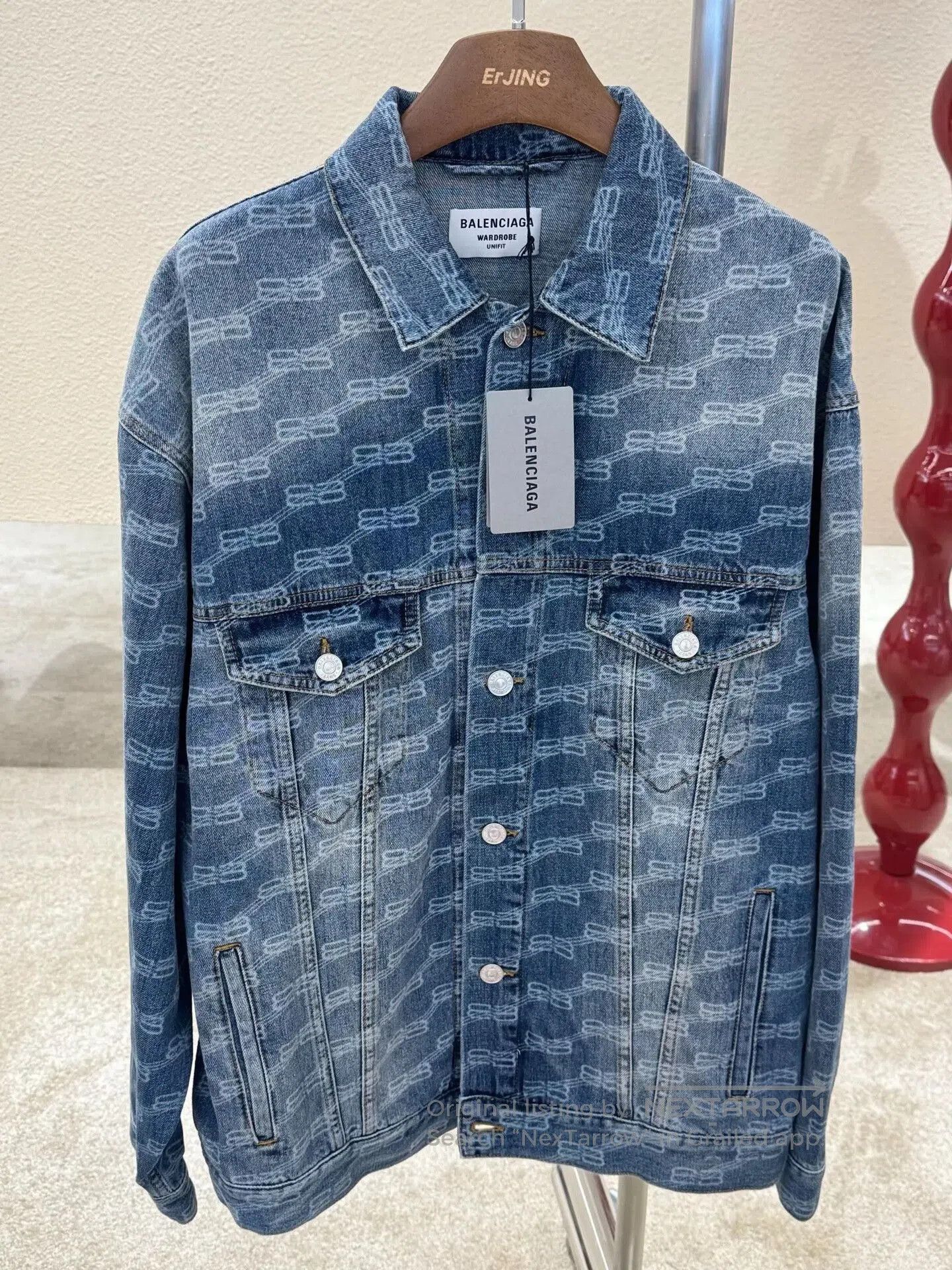 Balenciaga Balenciaga Blue Logo Print Denim Jacket. Size US XS / EU 42 / 0 - 1 Thumbnail