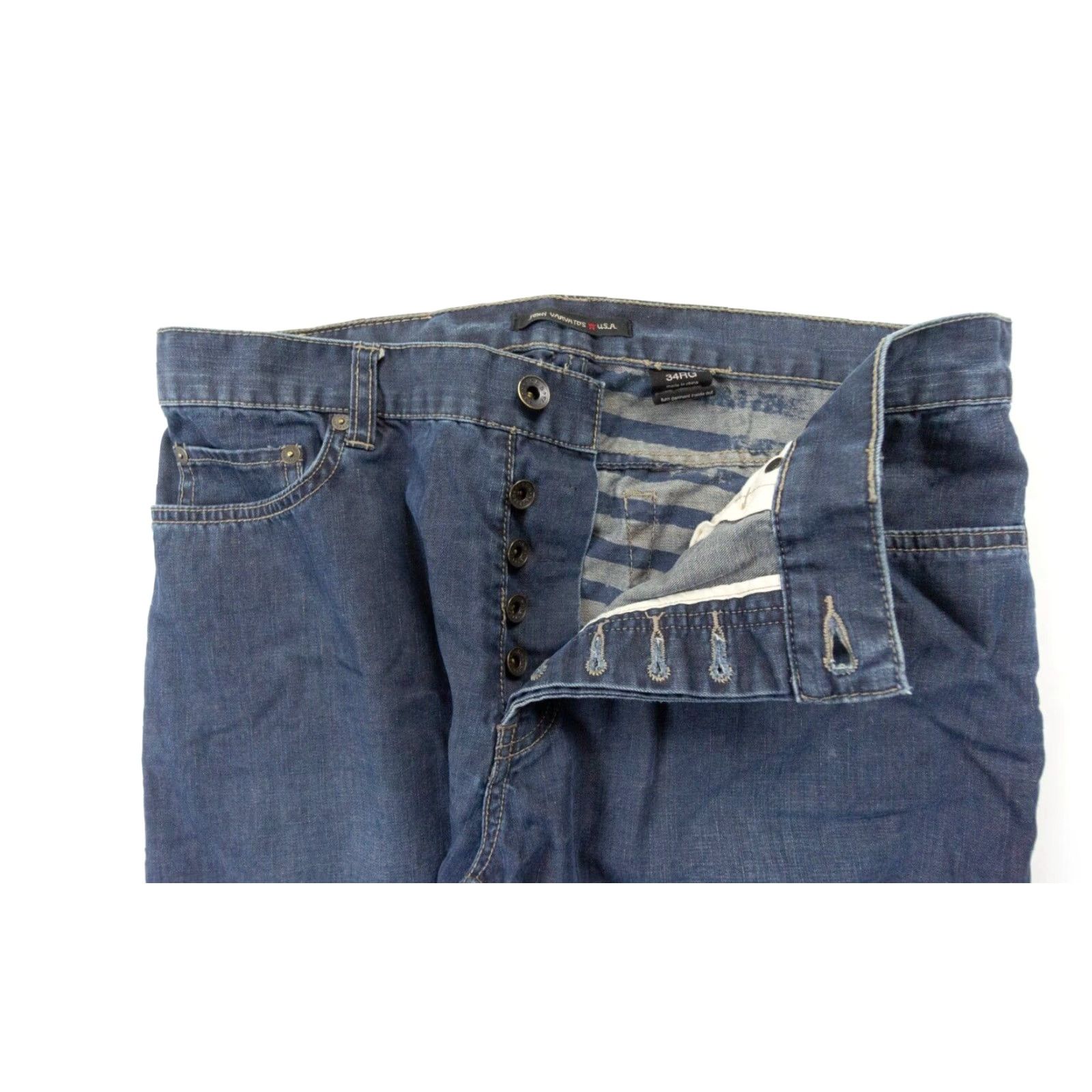John Varvatos John Varvatos Jeans Mens 34x32 Blue Denim Straight Leg Casual Pants Size US 34 / EU 50 - 4 Thumbnail