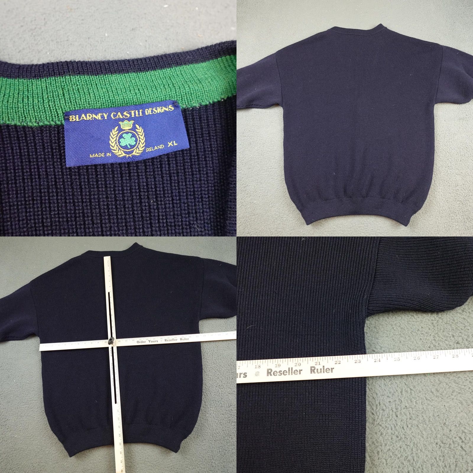 Vintage Blarney Castle Designs Sweater Mens XL Navy Cardigan V Neck Irish Crest Logo Size US XL / EU 56 / 4 - 8 Thumbnail