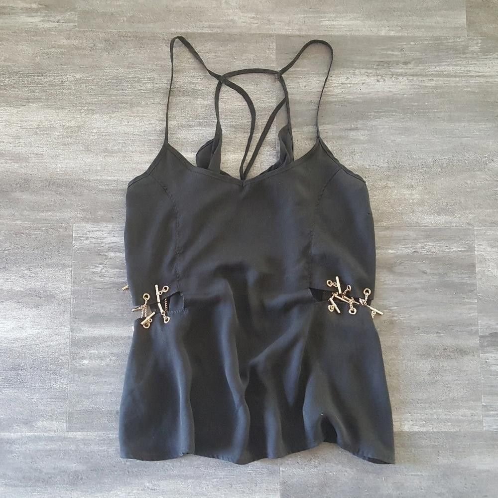 Designer Black Gold Detailed Russe Dressy Blouse Size L / US 10 / IT 46 - 1 Thumbnail