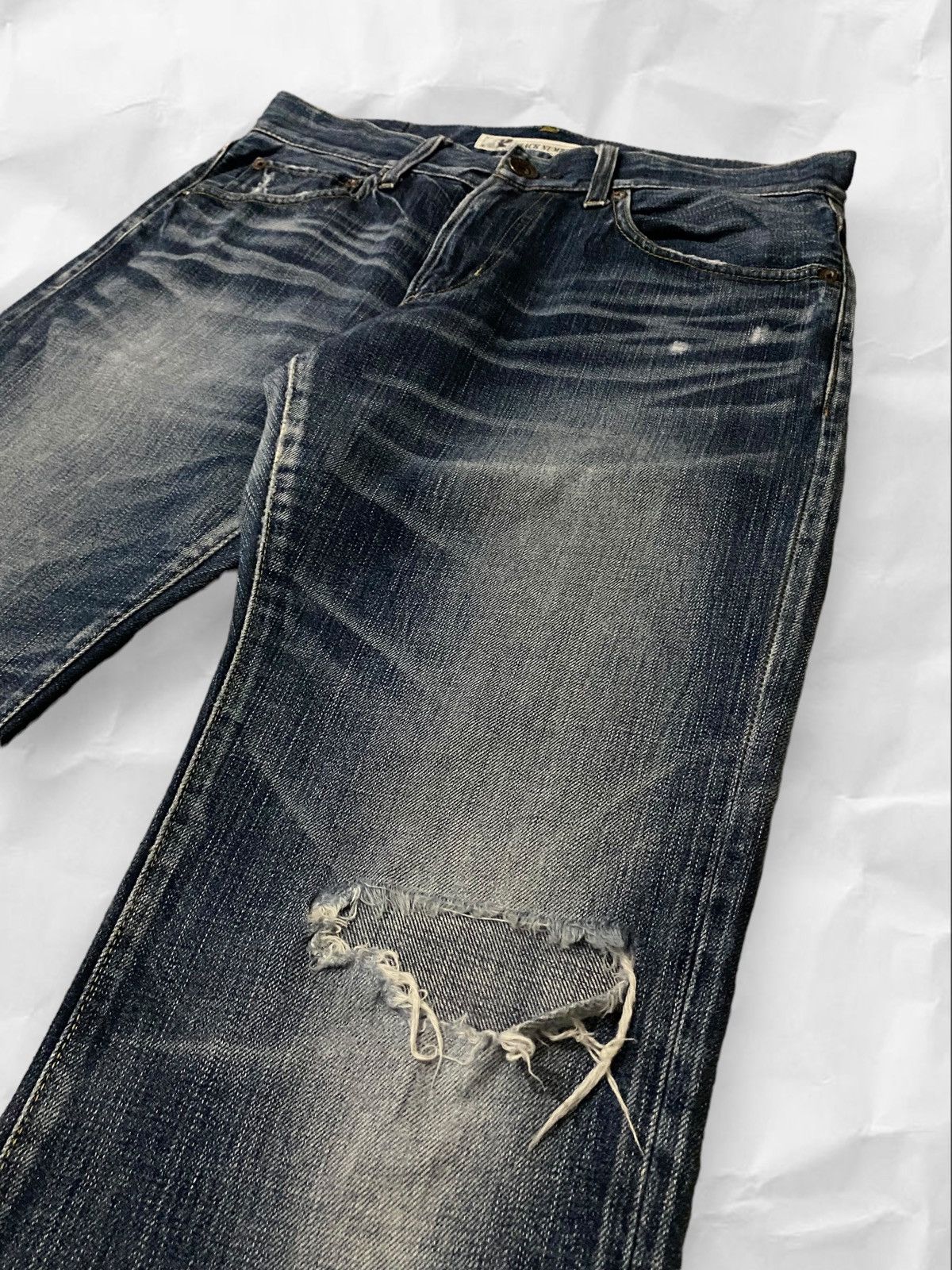 If Six Was Nine × Japanese Brand × Vintage Back Number Japan Distressed Dark Blue Wash Denim Jeans Size US 34 / EU 50 - 5 Thumbnail