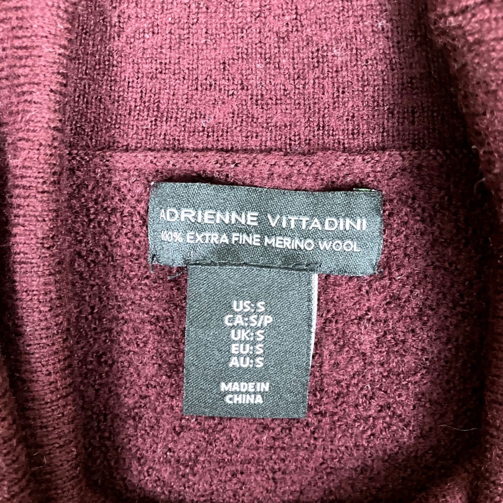 Vintage Adrienne Vittadini Sweater Burgundy Mock Neck Merino Wool S Women Pullover KnIT Solid Long Sleeve Regular Knit Style Casual Workwear Cardigan? Size S / US 4 / IT 40 - 6 Thumbnail