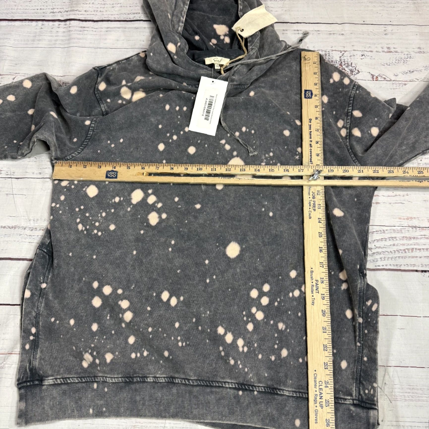 Vintage Easel Gray Bleach Spots Sweatshirt Pullover Hooded Cotton Womens S Oversized NWT Size S / US 4 / IT 40 - 2 Thumbnail