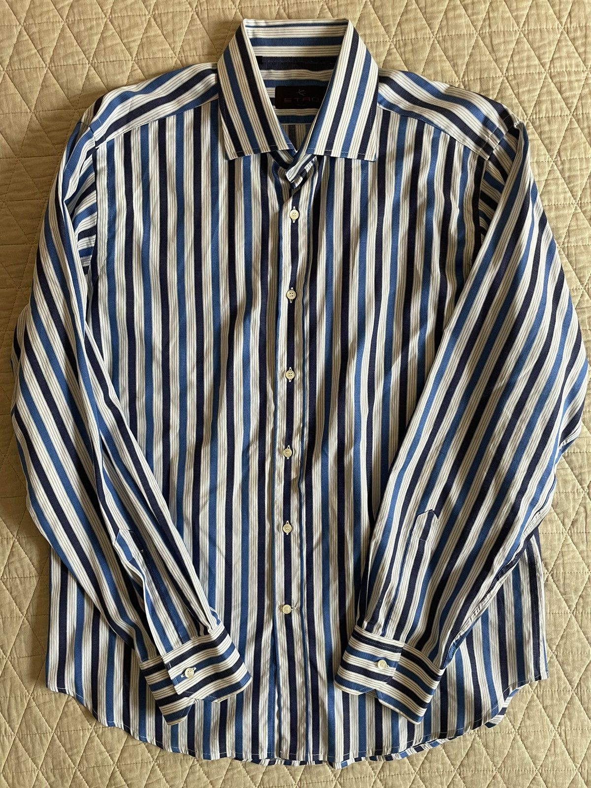 Etro Bold Stripe Spread Collar Shirt Size US L / EU 52-54 / 3 - 2 Thumbnail