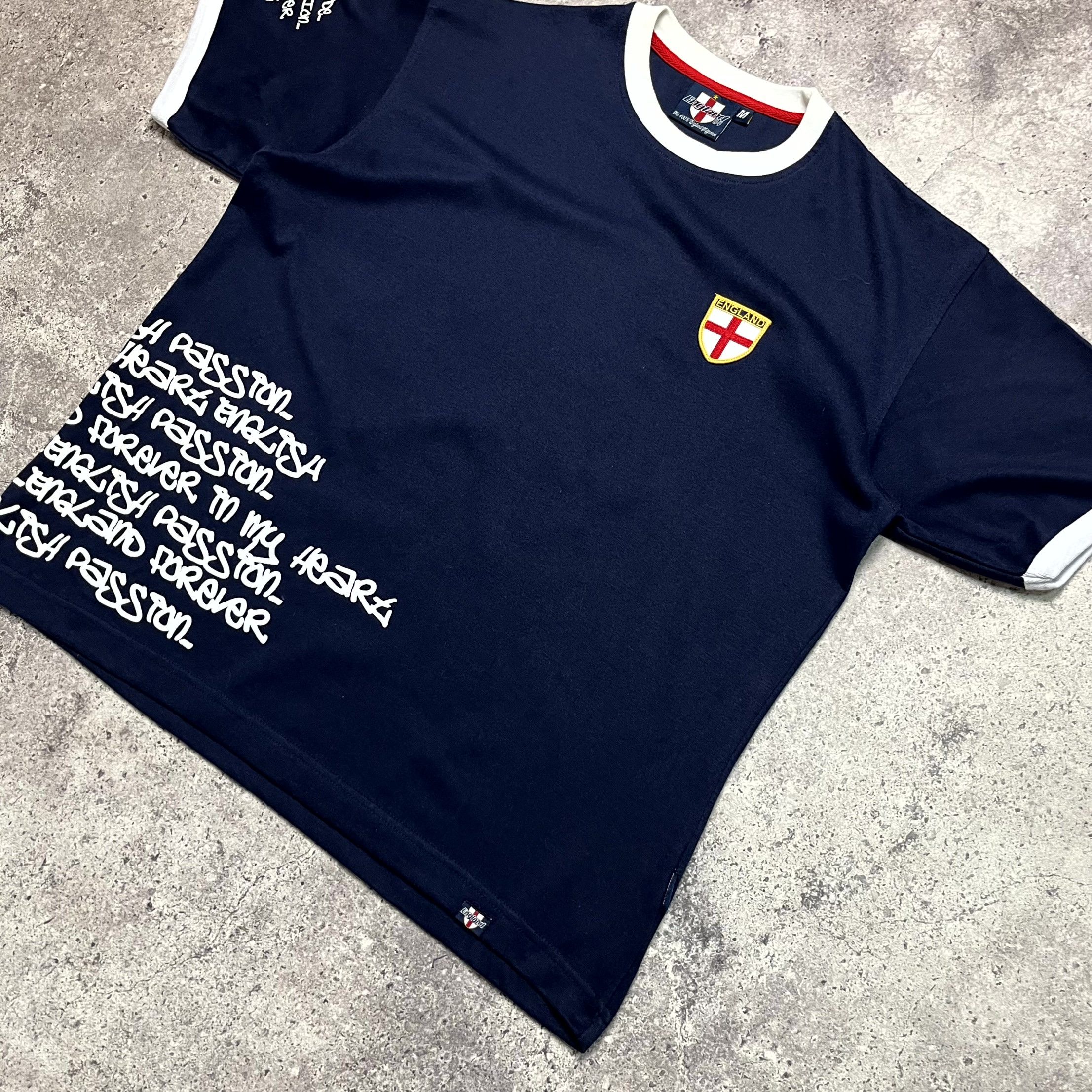Vintage England Football T-Shirt Logo Cotton Navy Blue Size M Size US M / EU 48-50 / 2 - 2 Thumbnail