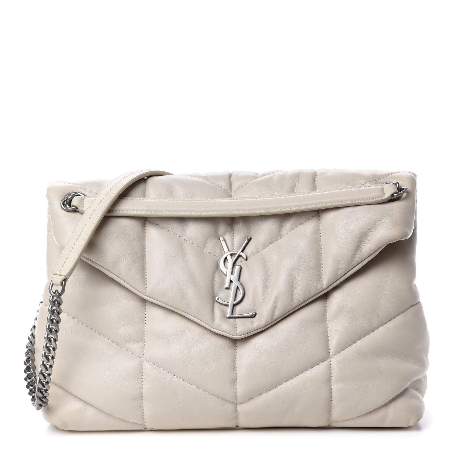 Saint Laurent Paris o1b1hav110724 Size: OS / Puffer Medium Bag in Soft Cream Size ONE SIZE - 1 Thumbnail
