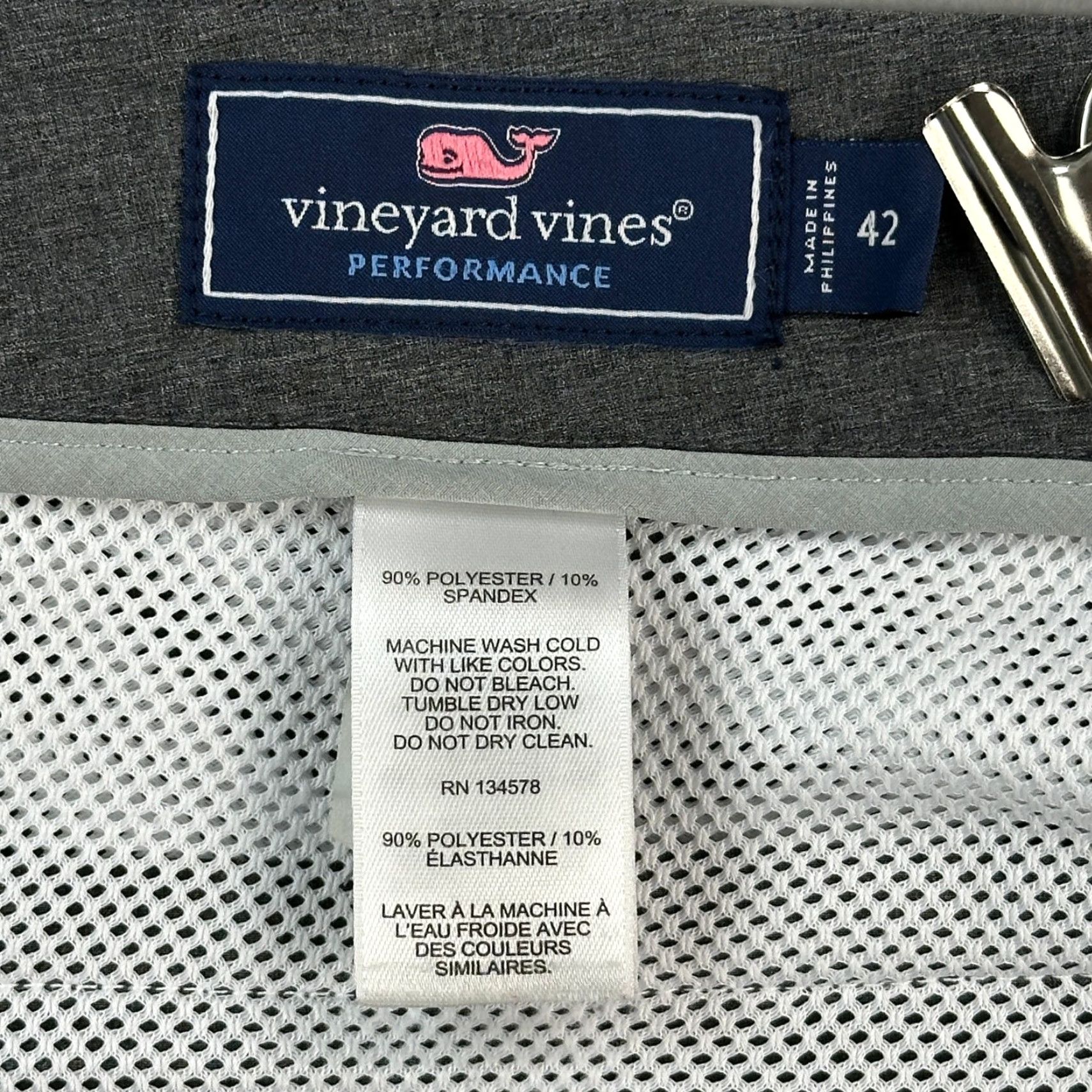 Vineyard Vines Vineyard Vines Performance Breaker Shorts Mens 42 Gray Stretch Golf Casual Chino Short with Pockets Zipper Logo Size US 42 / EU 58 - 4 Thumbnail