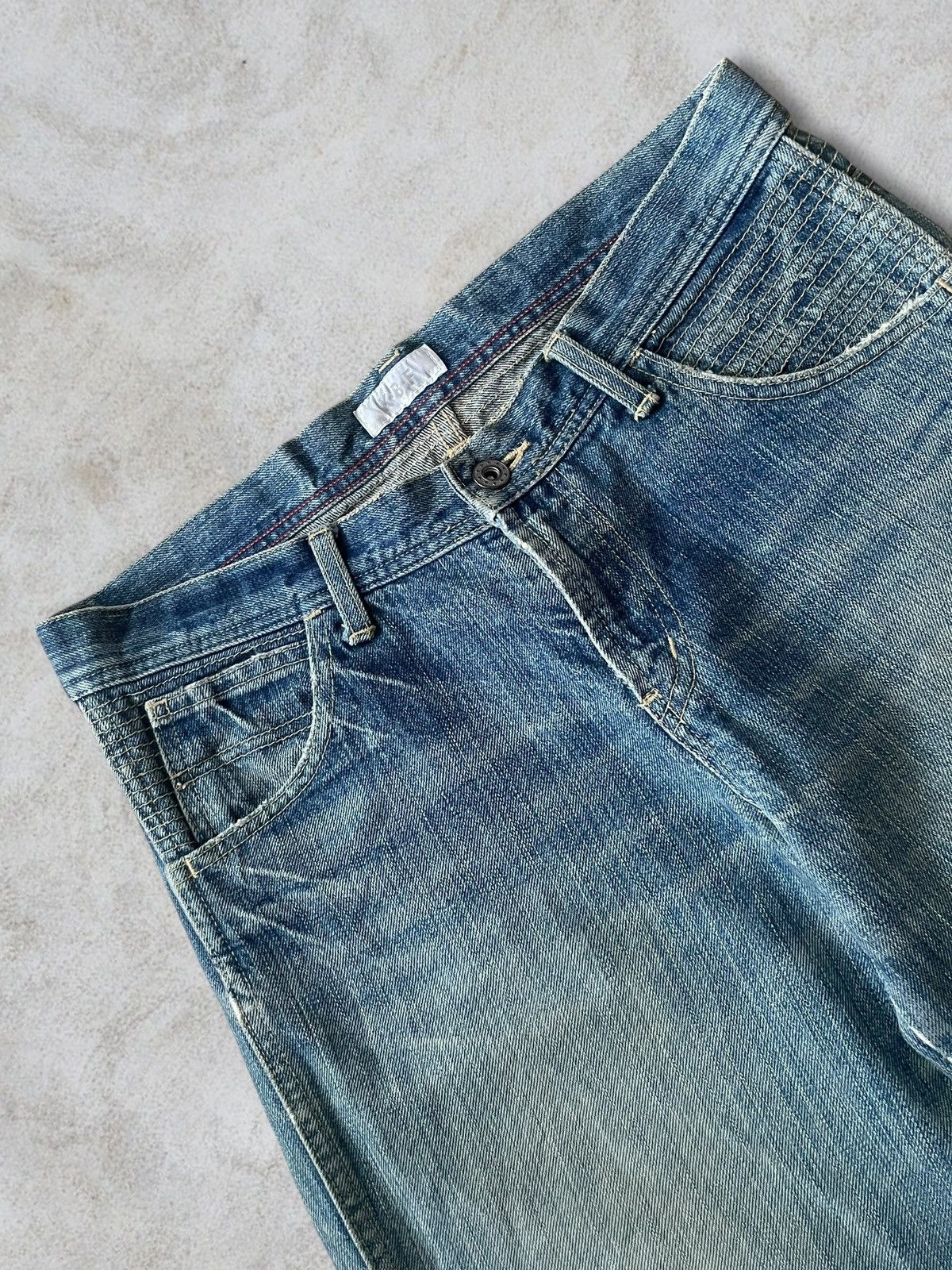 Japan Blue Vintage Japanese KBF Washed Distressed Embroidery Star Jeans Size US 31 - 8 Thumbnail