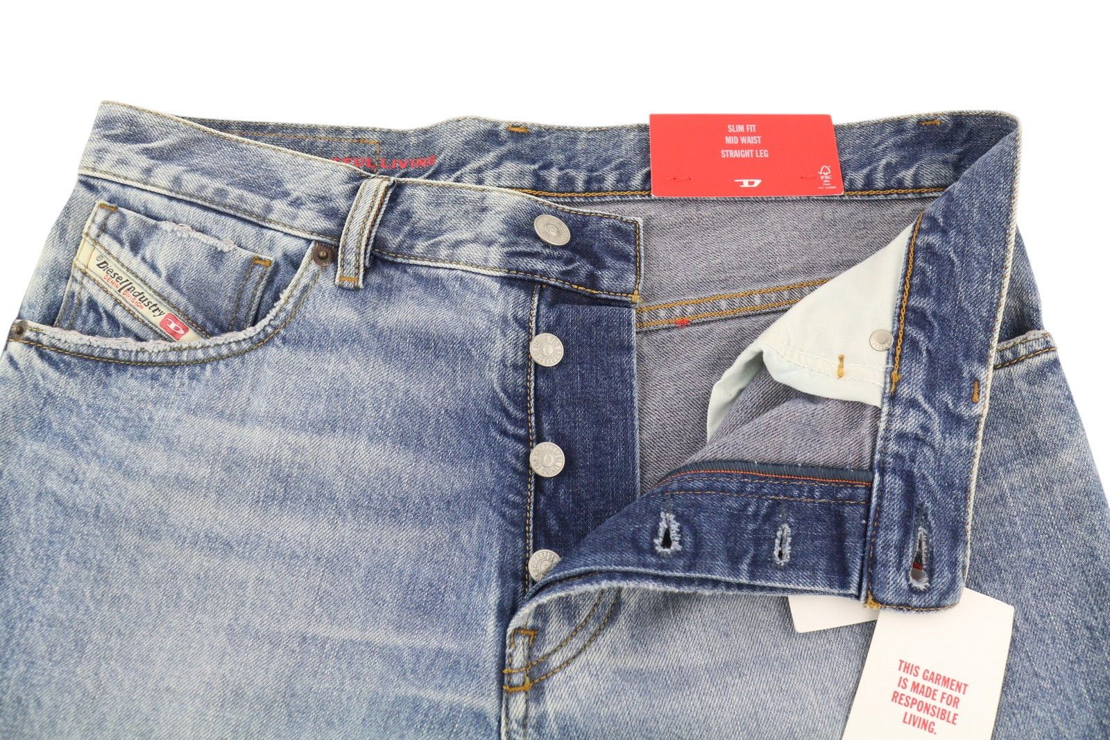 Diesel 1995 09C66 W30/L32 Blue Faded Slim Straight 85420 Size US 30 / EU 46 - 4 Thumbnail
