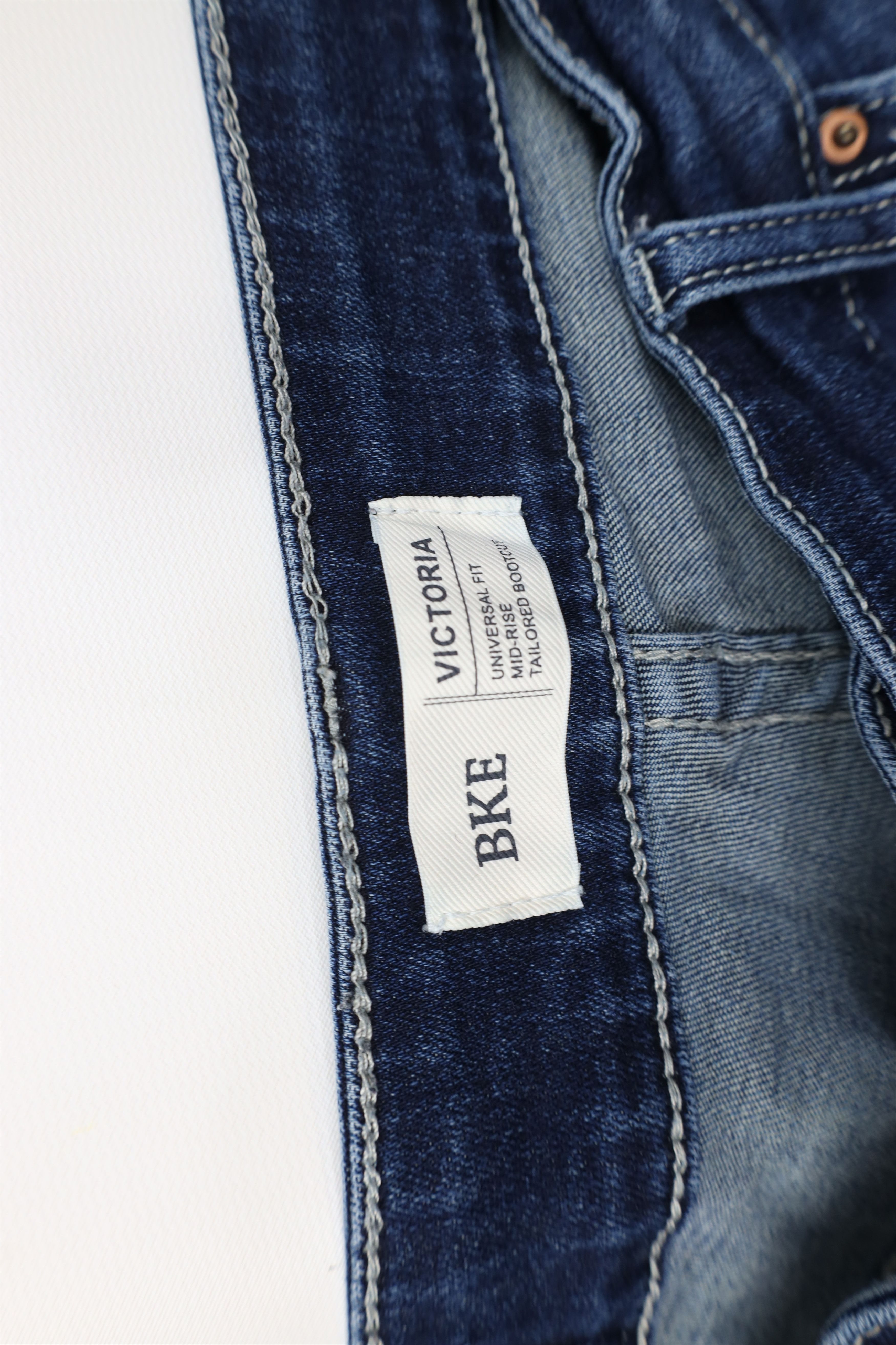 Vintage Buckle BKE Distressed Thick Stitch Stretch Victoria Jeans Size 32" / US 10 / IT 46 - 8 Thumbnail
