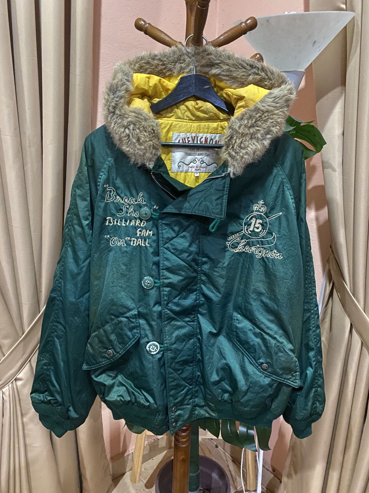 Chevignon Vintage Chevignon Paris Billiard Green Nylon Bomber Jacket Size US M / EU 48-50 / 2 - 1 Thumbnail
