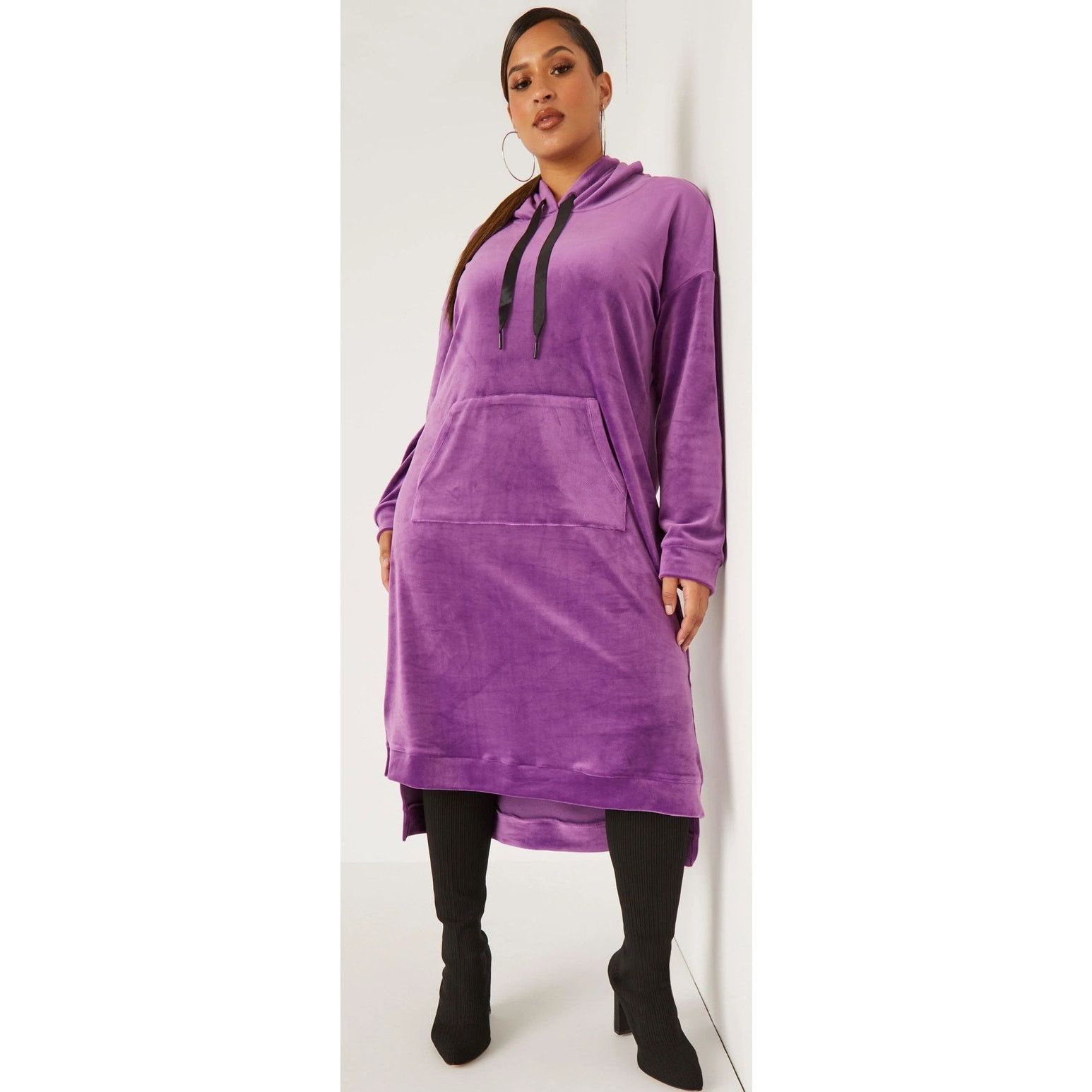 Other PLUS 18/20 2X | Women’s Hooded Velour Hi Low Lounge Dress Size XXL / US 16-18 / IT 52-54 - 4 Thumbnail