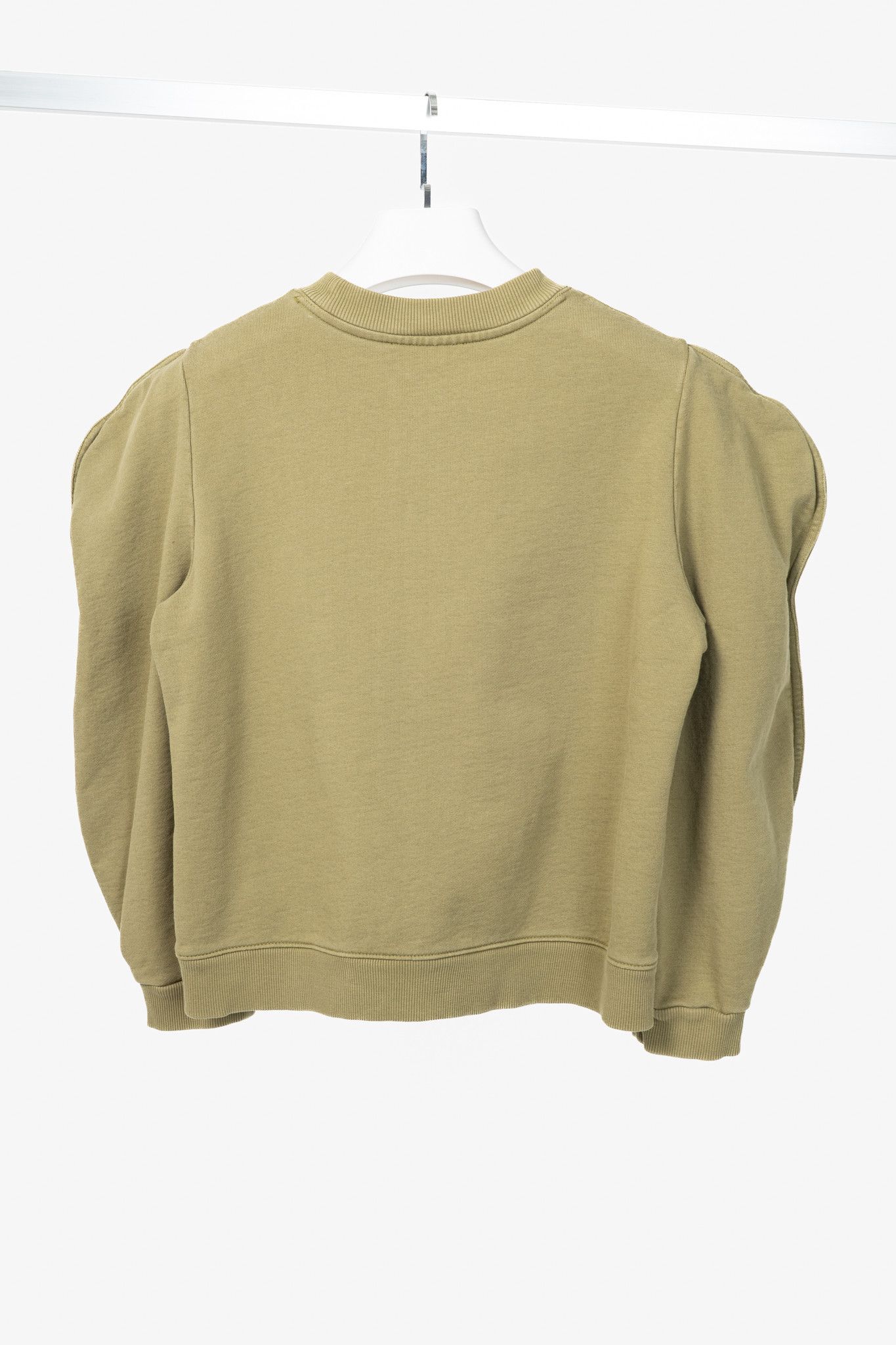 Tibi Tibi Moss Cotton French Terry Scallop Cropped Sweatshirt Size S / US 4 / IT 40 - 2 Thumbnail