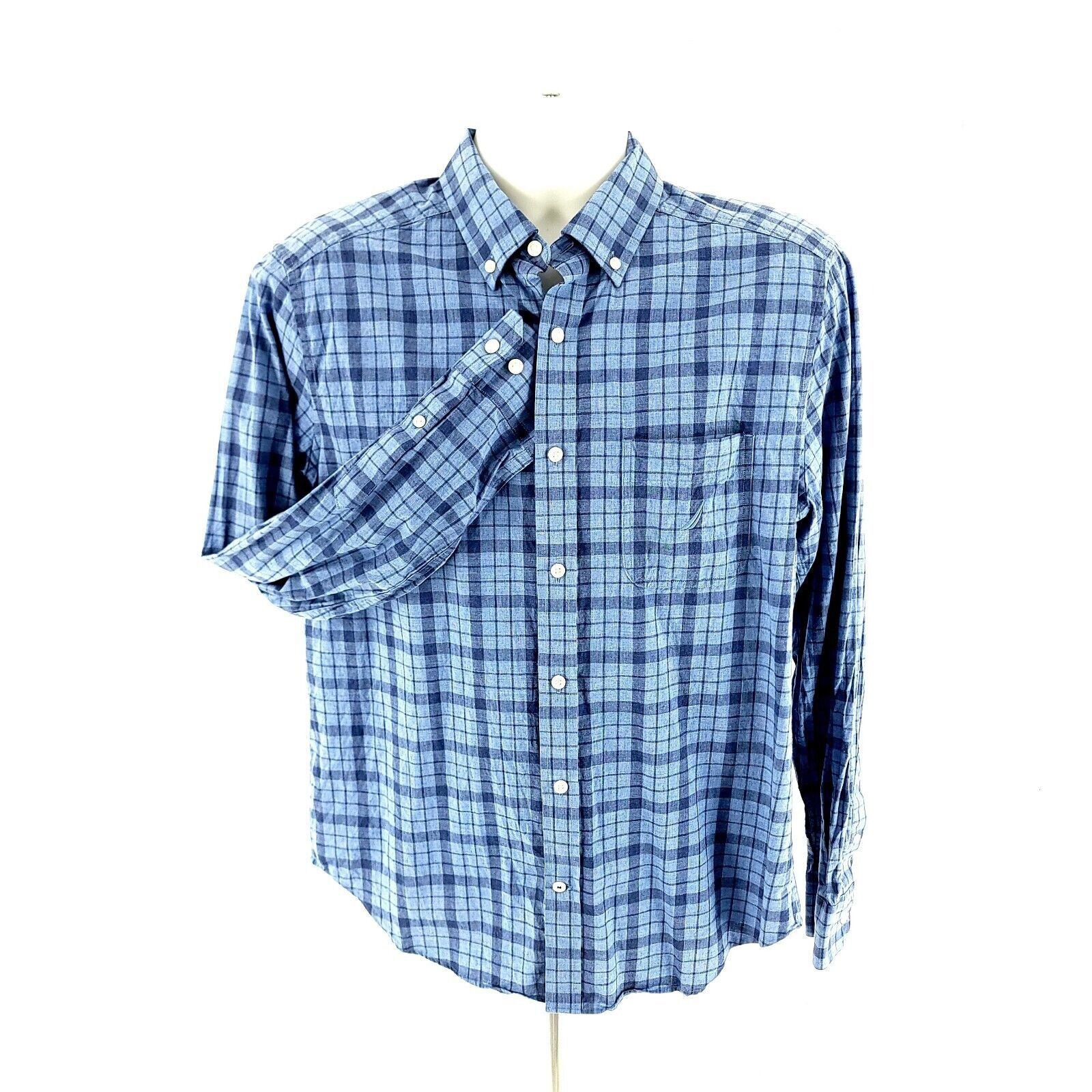 Nautica Nautica Classic Fit Medium Blue Plaid Pocket Front Cotton Bu Size US M / EU 48-50 / 2 - 4 Thumbnail