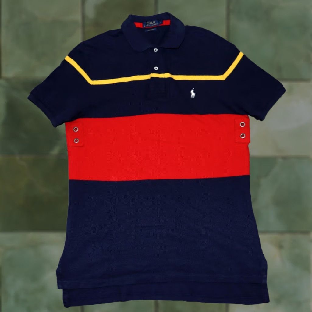 Polo Ralph Lauren Polo Ralph Lauren Polo Shirt Mens Large Blue Red Logo Vented Golf Cotton Striped Shirt Mens Size US L / EU 52-54 / 3 - 1 Thumbnail