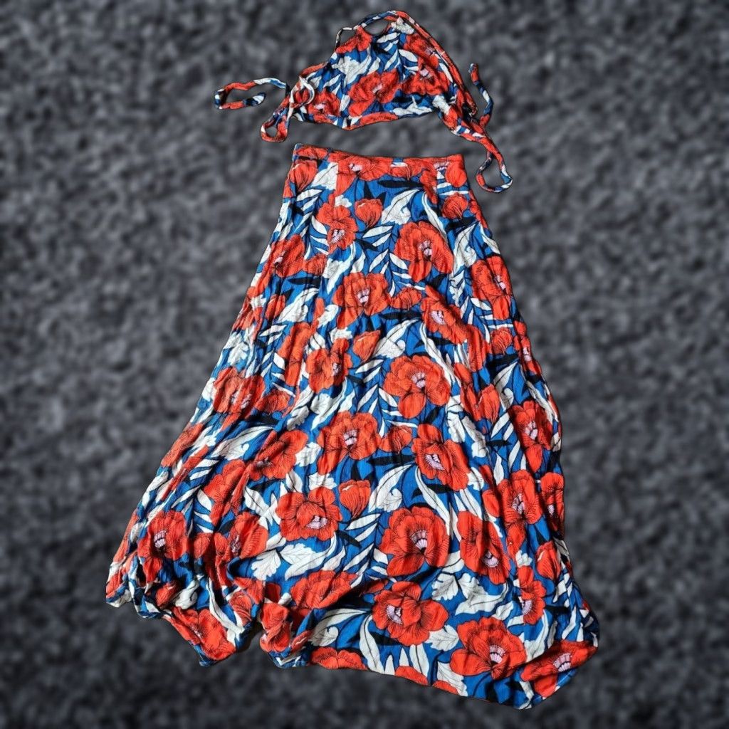 Lulus Lulus Tropical Red Floral Maxi Skirt Set for Women Size Small Size 28" / US 6 / IT 42 - 1 Thumbnail
