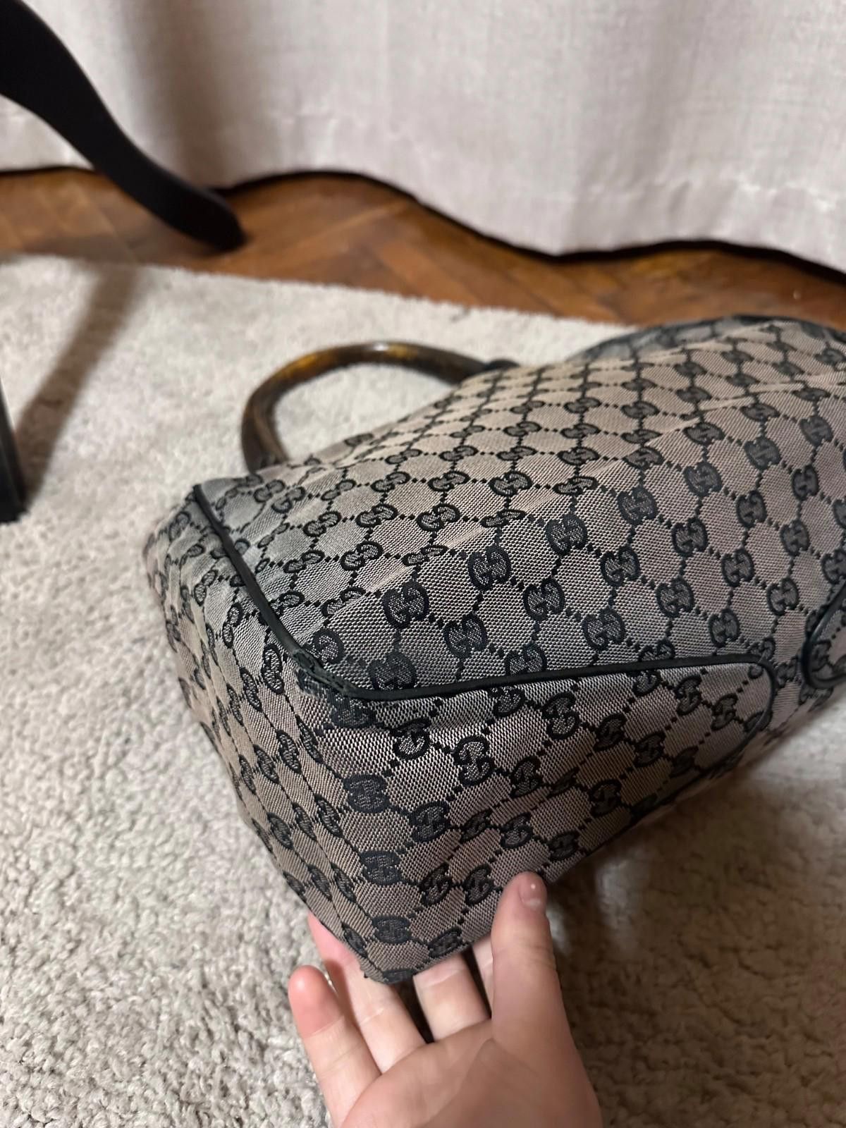 Gucci Rare GUCCI GG Canvas Wood Handle Handbag Tote Bag Hobo Navy Size ONE SIZE - 9 Thumbnail