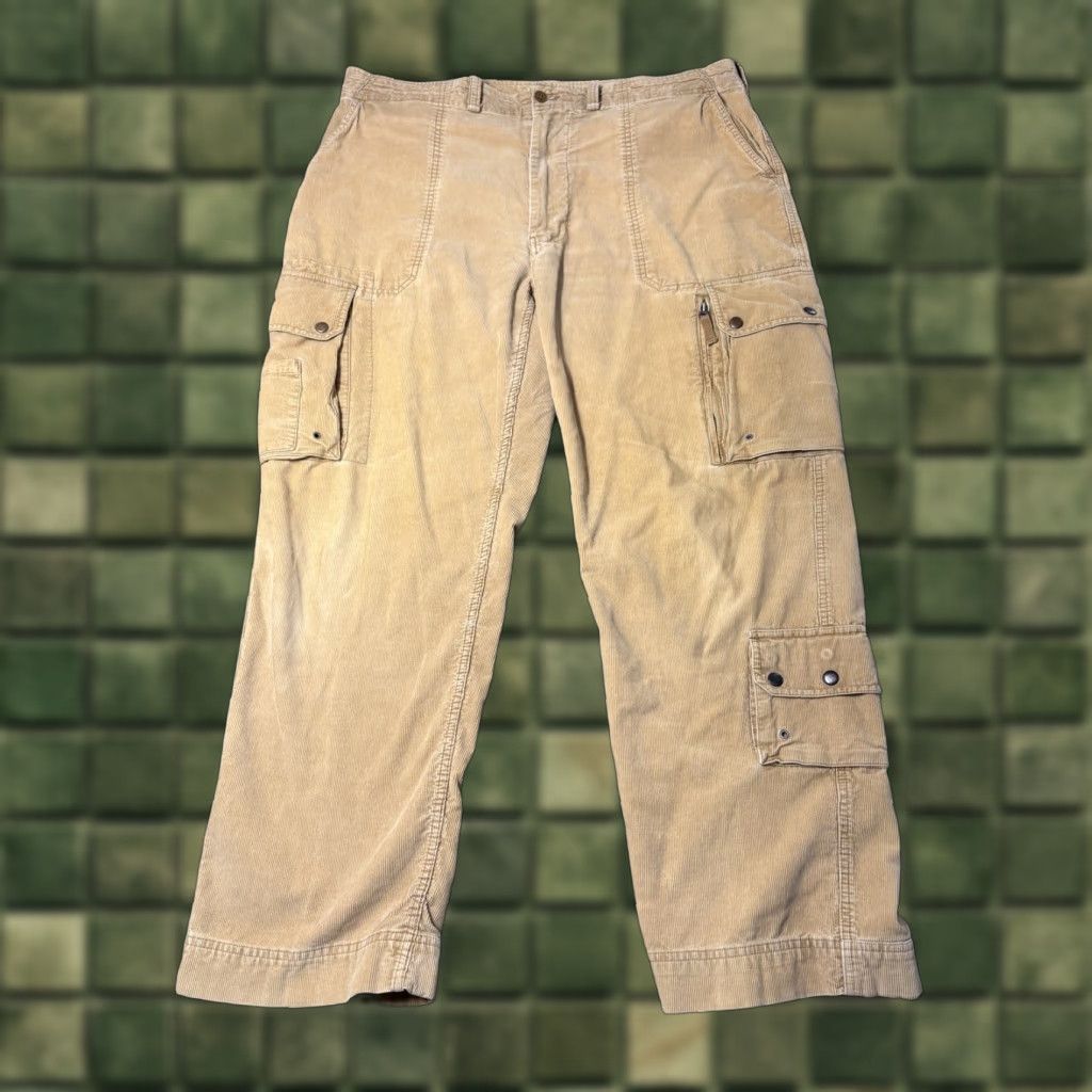 Polo Ralph Lauren VTG Polo Ralph Lauren Corduroy Cargo Pants Mens 40x32 Military 3D Snap Pocket Beige Cotton Pants Mens 40 Regular Inseam 32 Cargo Pocket 3D Style Size US L / EU 52-54 / 3 - 1 Thumbnail