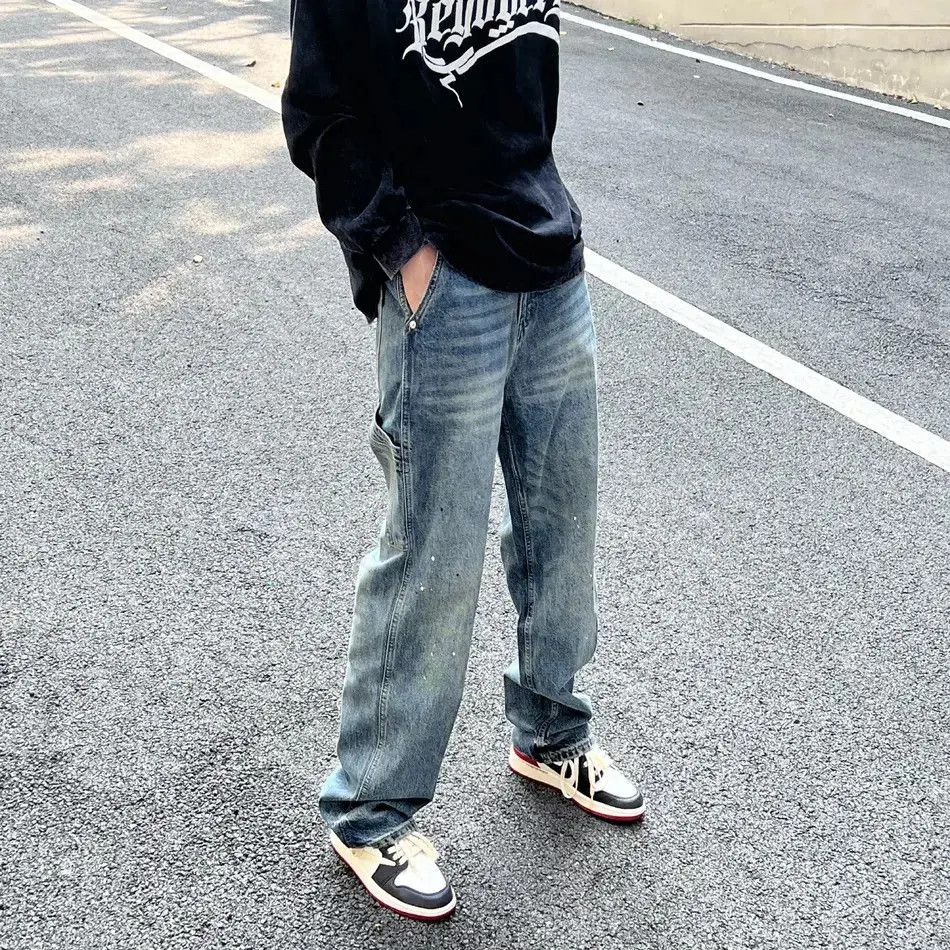 Japanese Brand Retro high street loose splashed ink jeans Size US 32 / EU 48 - 1 Thumbnail