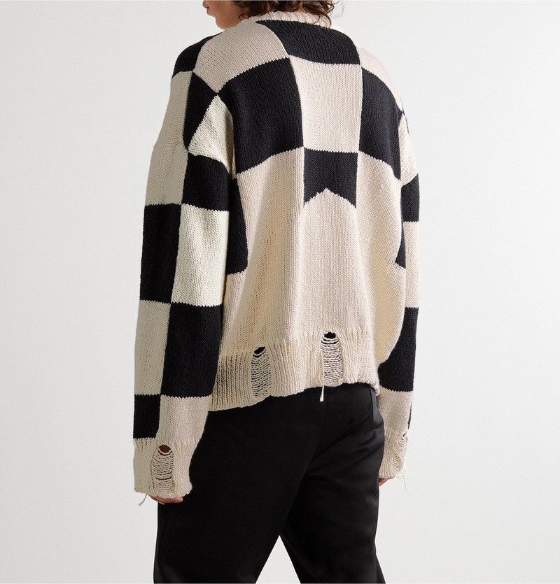 Rhude Rhude - Distressed Checked Cotton Sweater - Multi Size US L / EU 52-54 / 3 - 2 Thumbnail