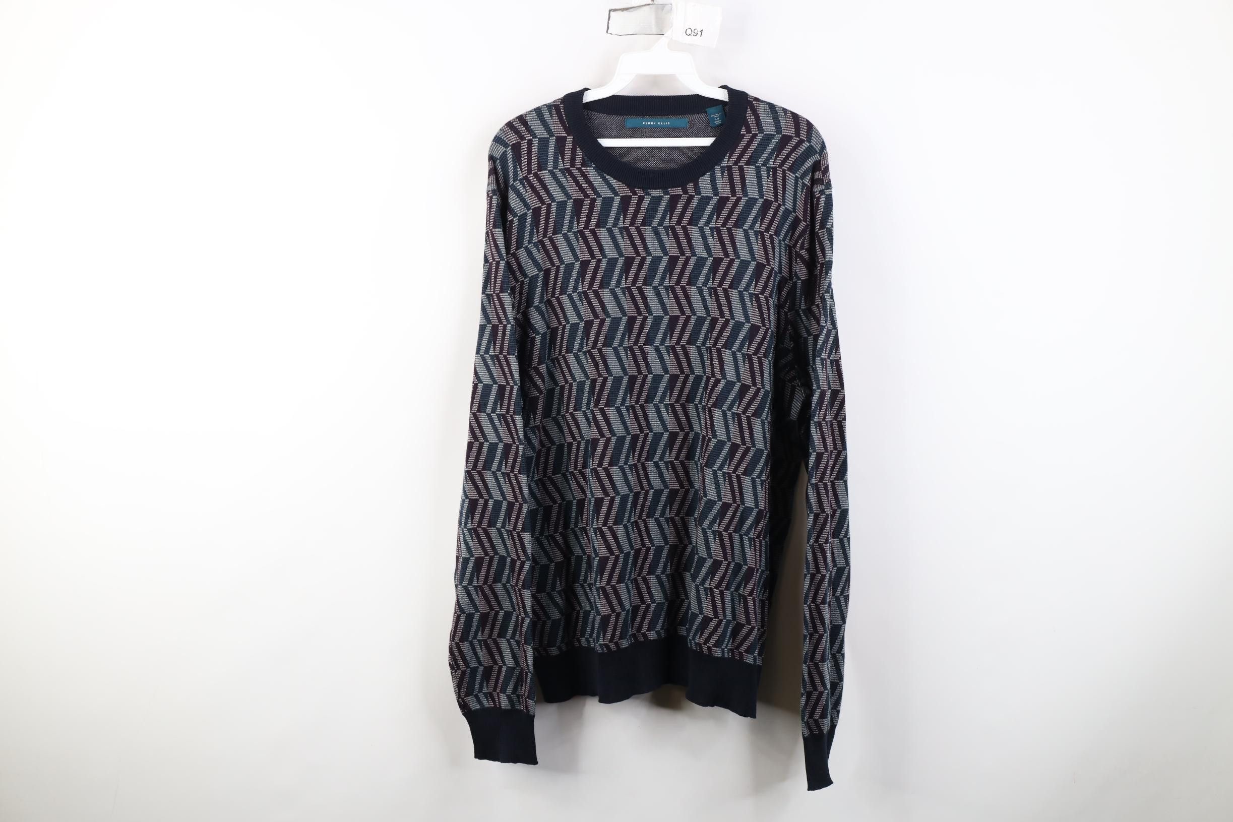 Vintage Vintage Y2K Streetwear Checkered Wavy Knit Crewneck Sweater Size US L / EU 52-54 / 3 - 1 Thumbnail