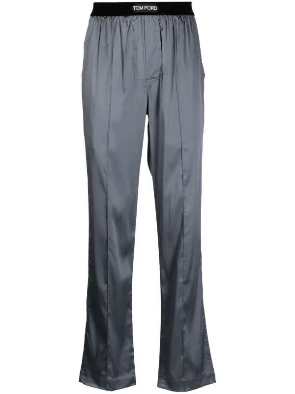 Tom Ford SILK SATIN PIJAMA PANTS WITH VELOUR DETAIL Size US 32 / EU 48 - 1 Thumbnail
