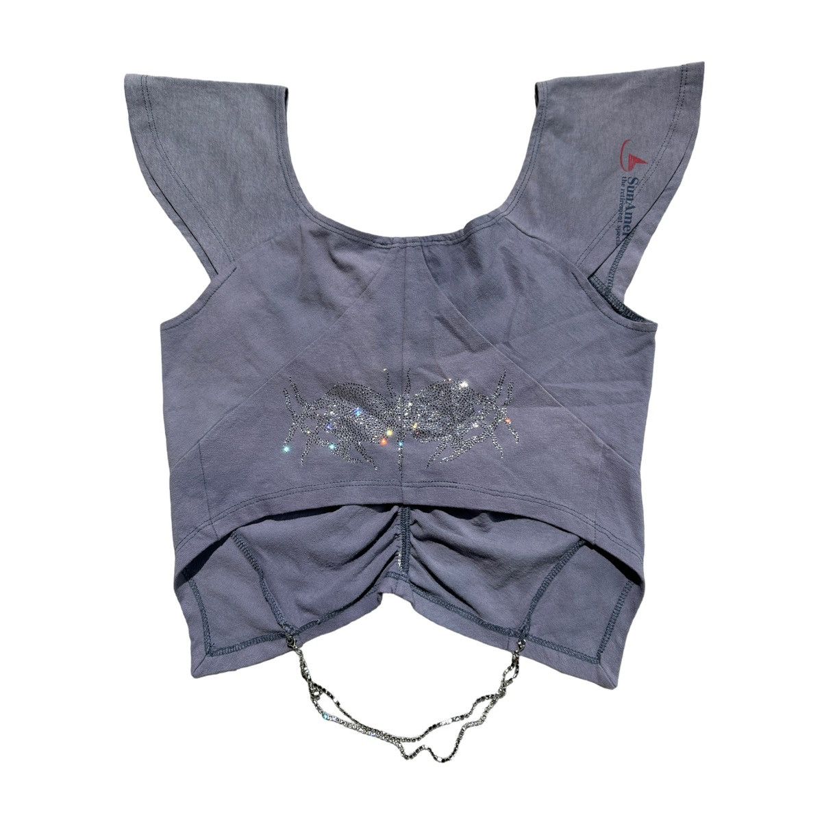 image of Collina Strada Reconstructed Crystal Crop Top in Blue, Women's (Size Medium)