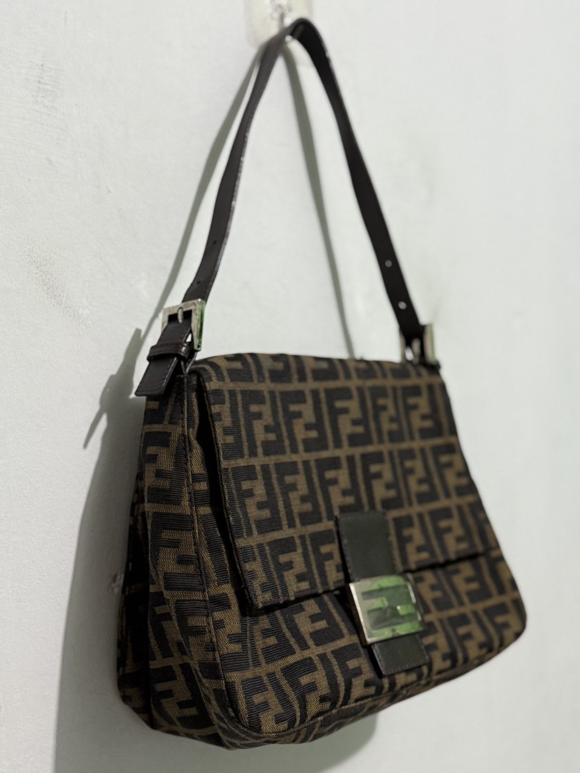 Fendi Fendi Mamma Baguette Bag Zucca Handbag Leather Canvas Brown Size ONE SIZE - 3 Thumbnail