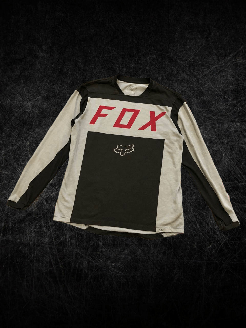 Streetwear Gray Long Sleeve Big Print Fox Racing