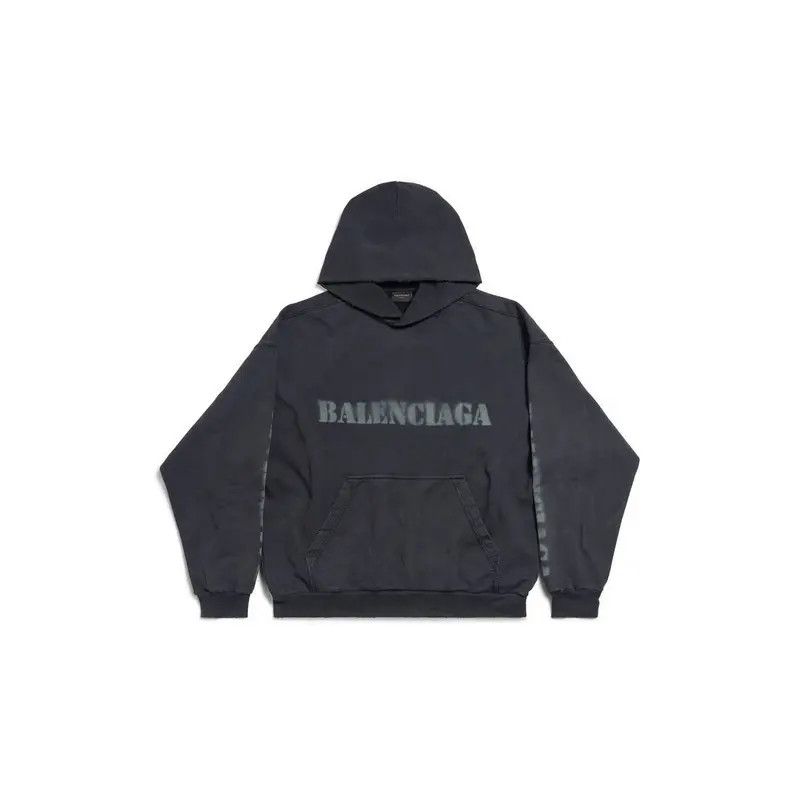 Balenciaga o1bcso1str0426 Stencil Type Hoodie Medium Fit In Black Size US XXS / EU 40 - 1 Thumbnail